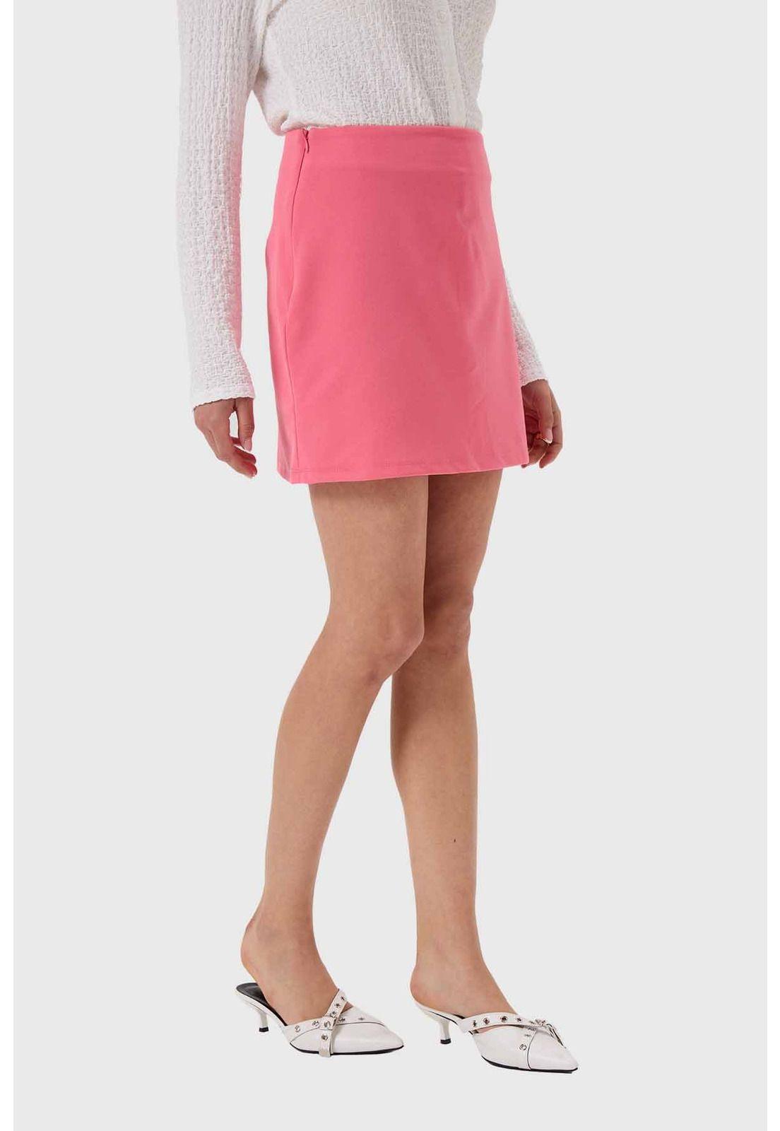 Falda Mujer Mini Short Interior Preppy Rosado-1