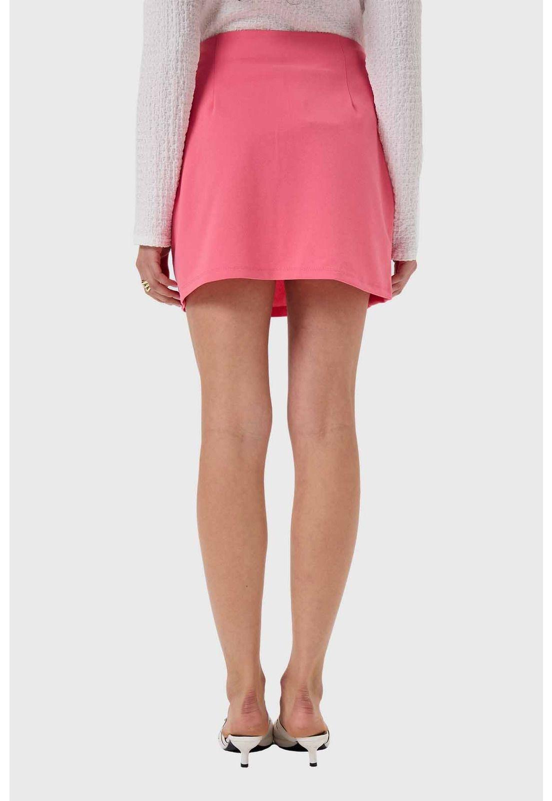 Falda Mujer Mini Short Interior Preppy Rosado-2
