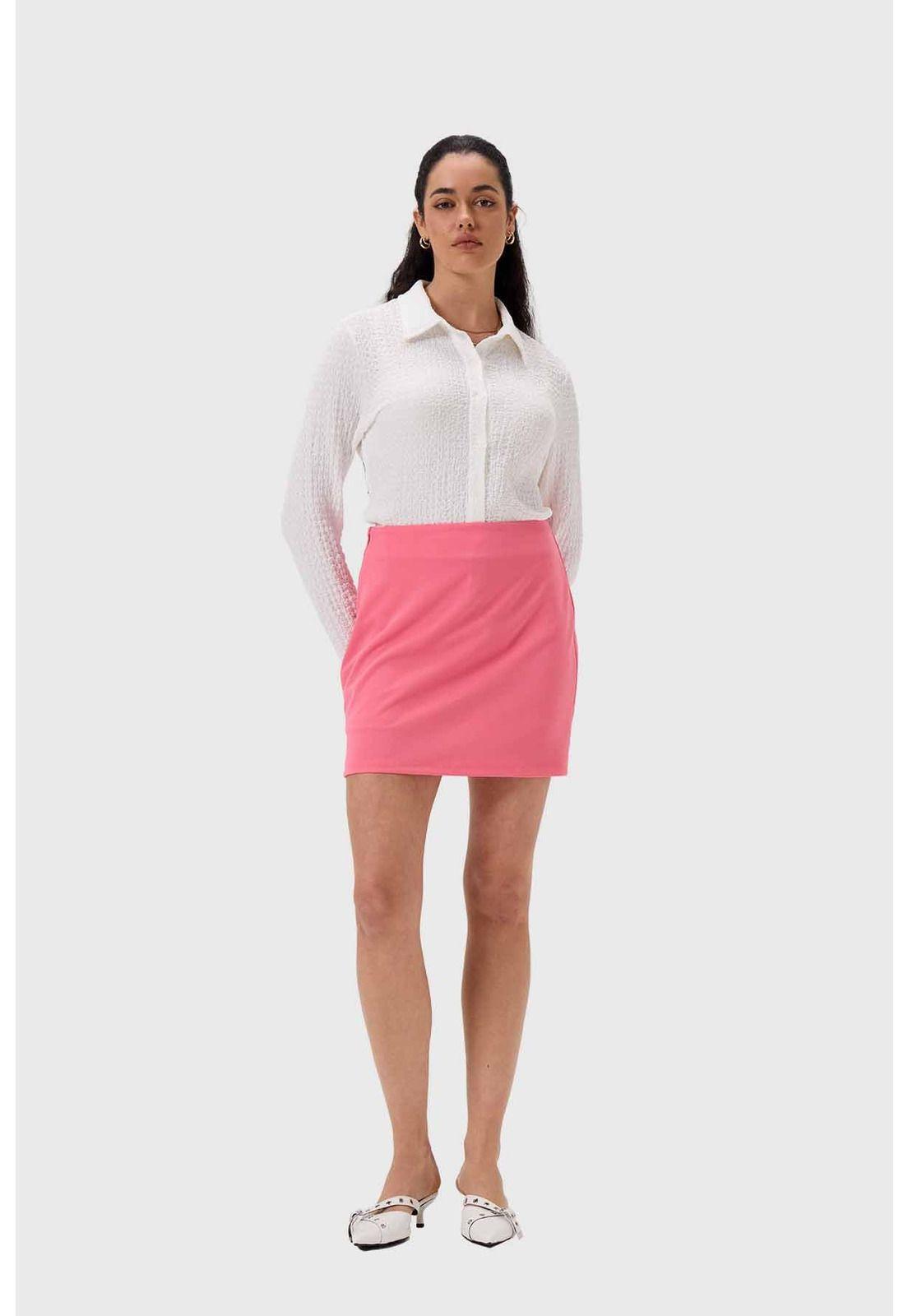 Falda Mujer Mini Short Interior Preppy Rosado-3