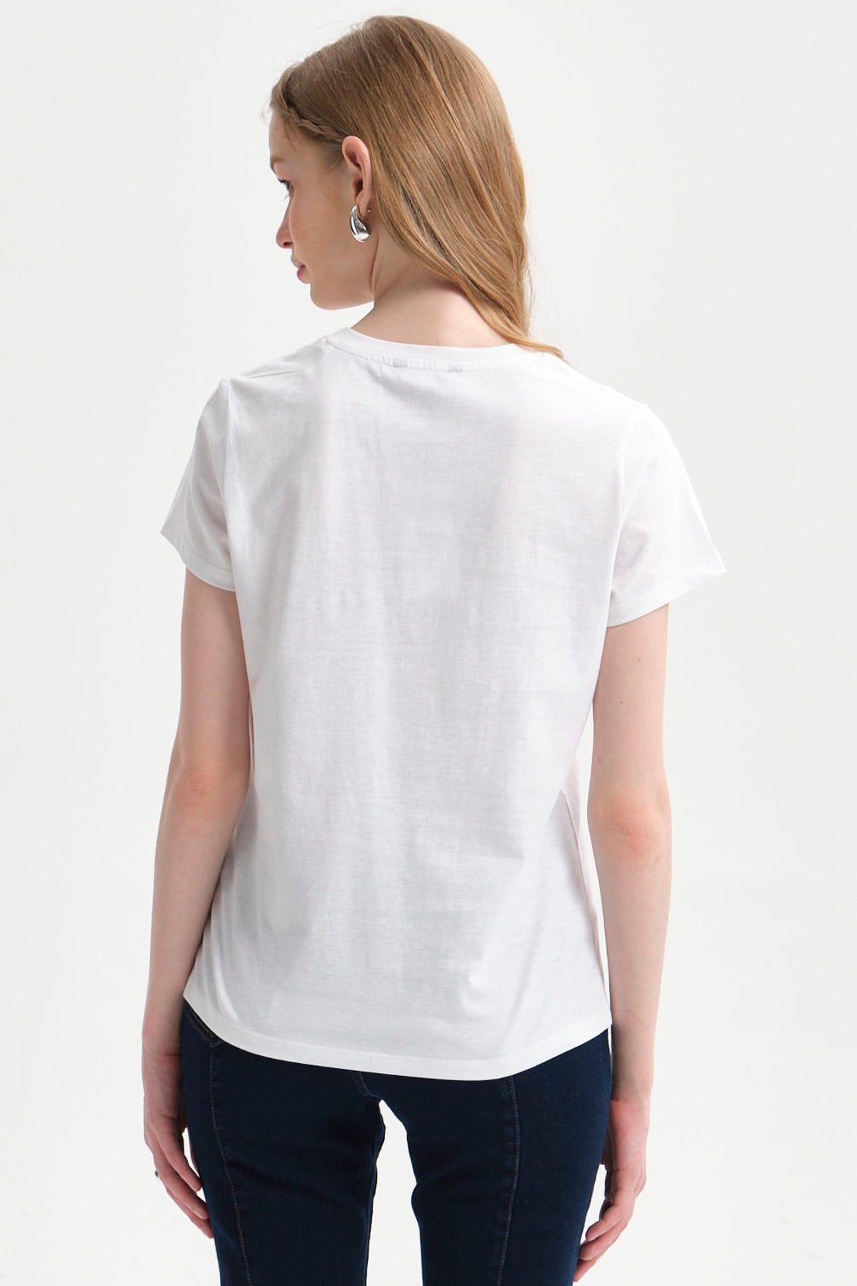 Polera Mujer Básica Print Blanco / Rosado-2