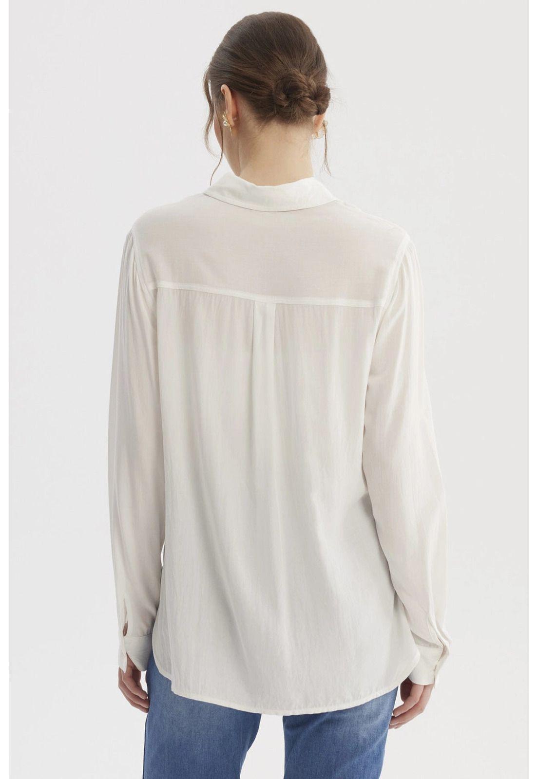 Blusa Mujer Abotonada Lisa Crudo-2