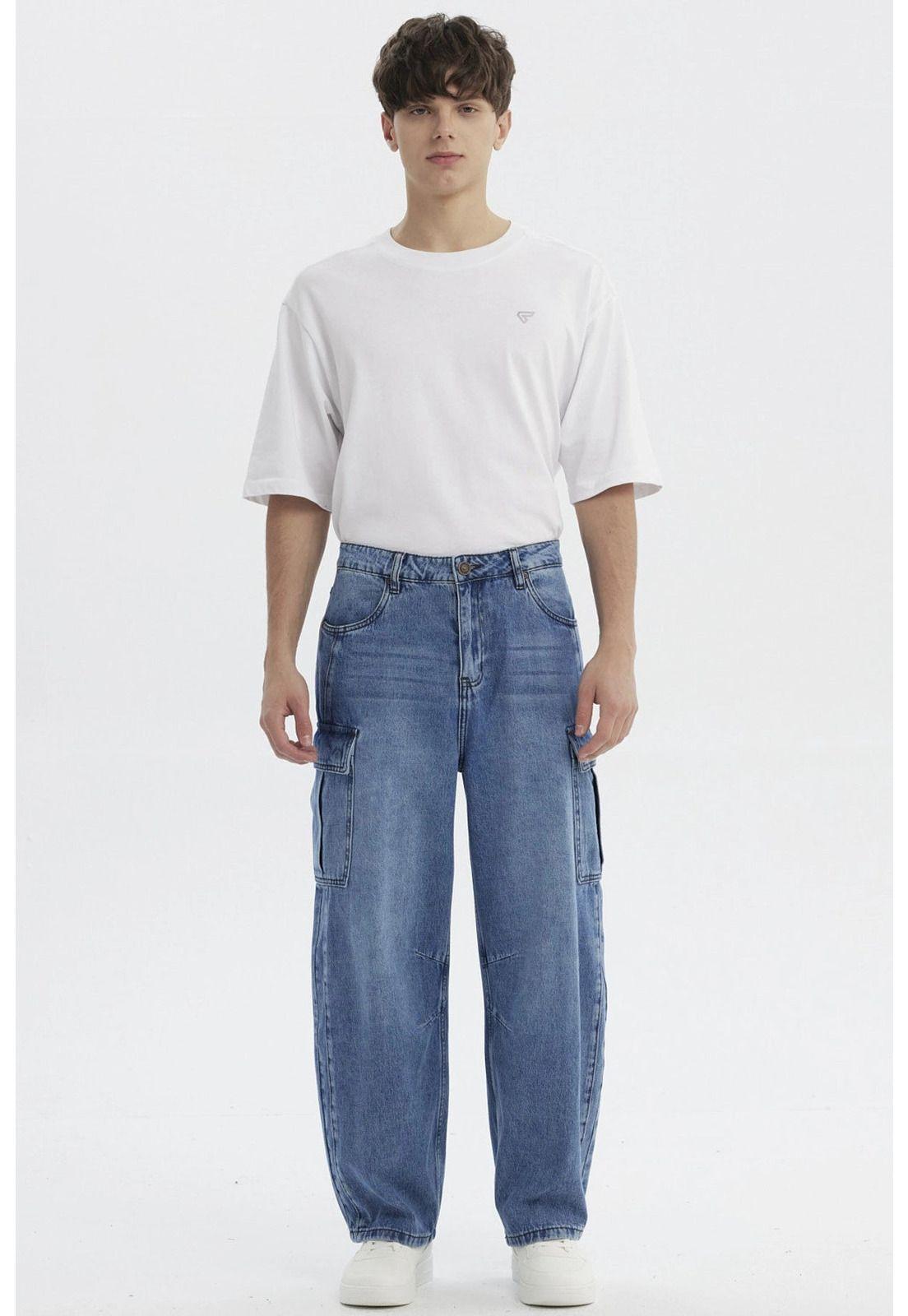 Jeans Hombre Baggy Azul-3