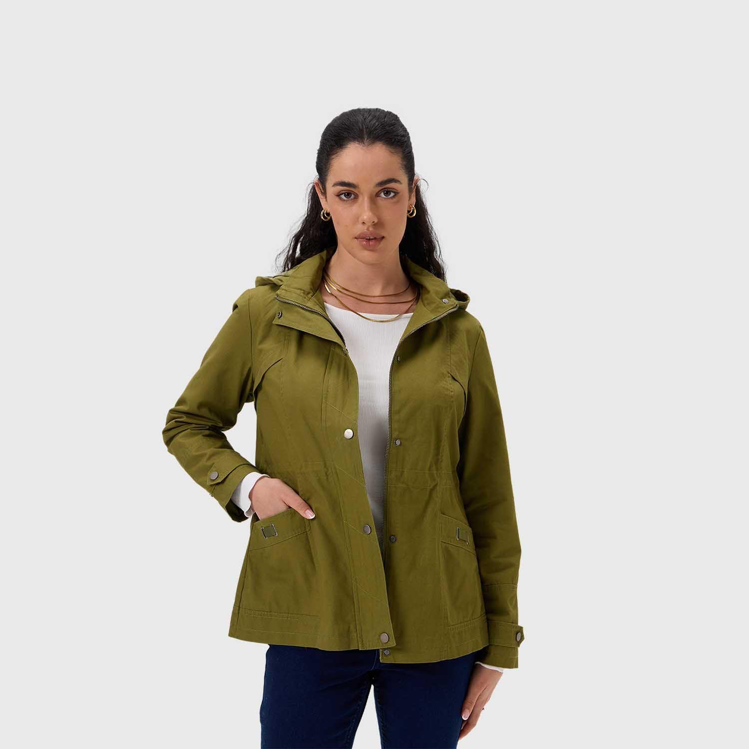 Chaqueta Mujer Con Gorro Verde Militar Fashion's Park-1