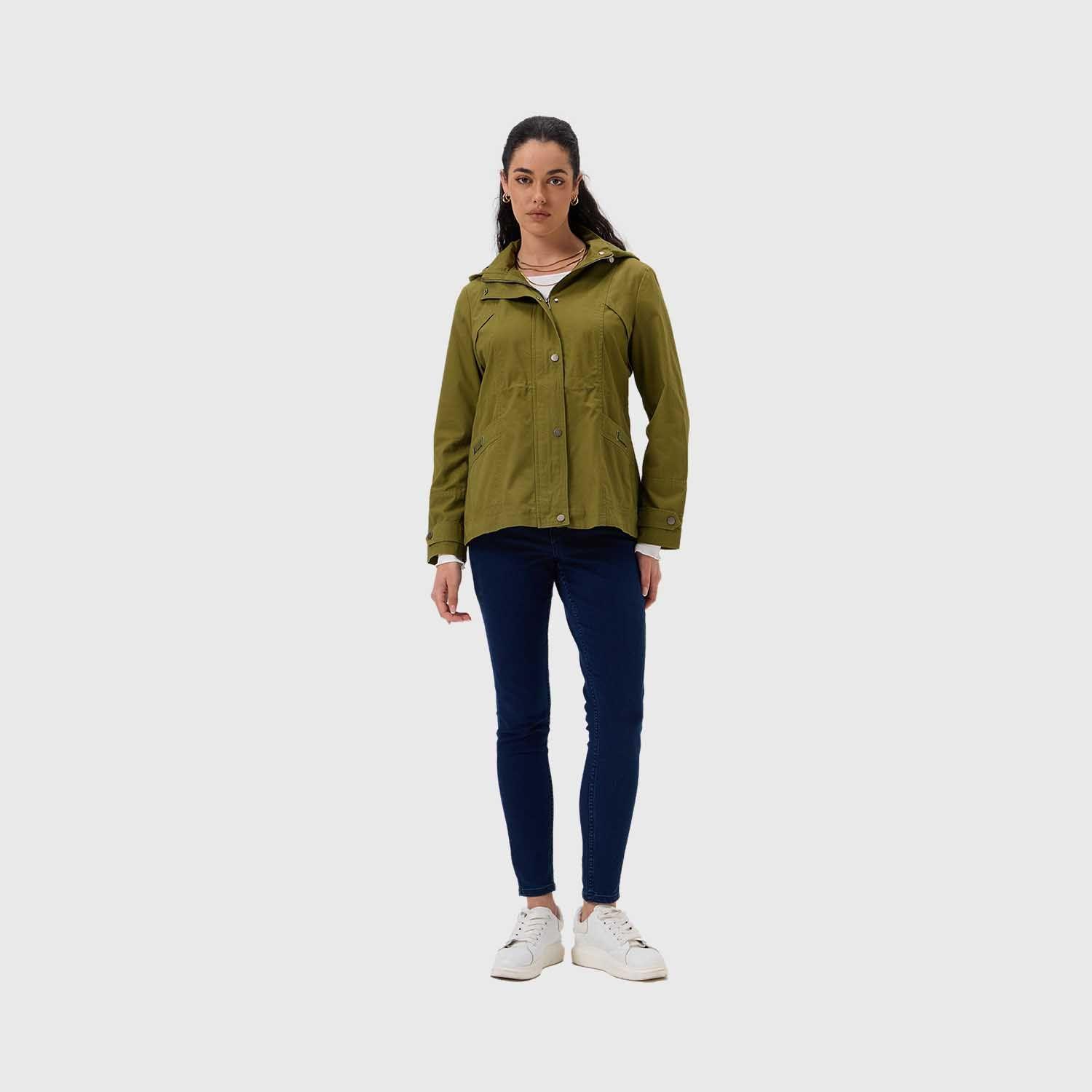 Chaqueta Mujer Con Gorro Verde Militar Fashion's Park-3