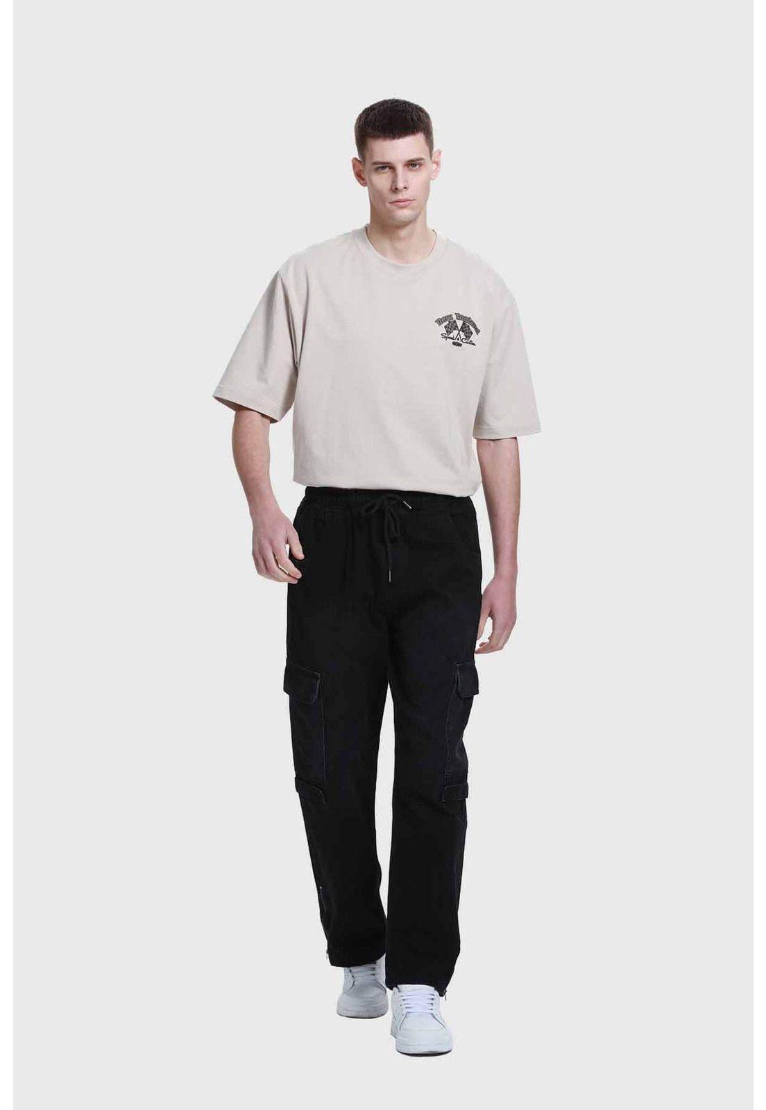 Jeans Hombre Cargo Recto Negro-3