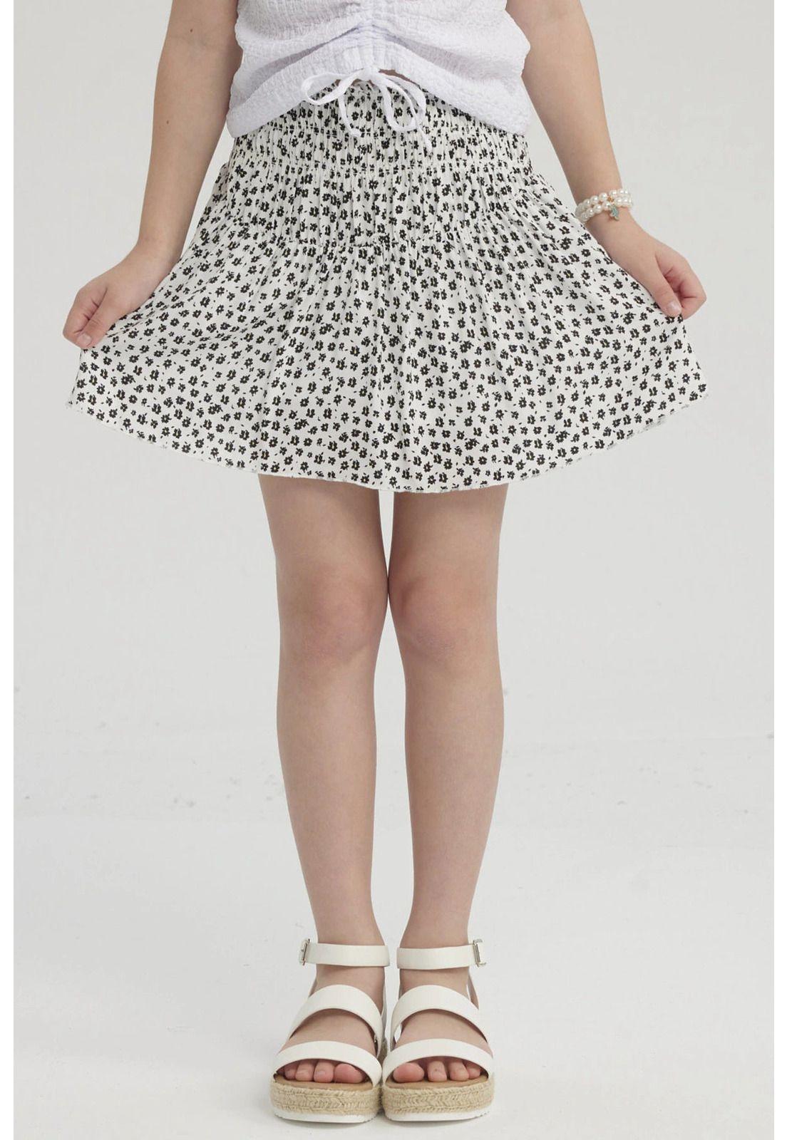 Falda Niña Short Viscosa Crudo-0