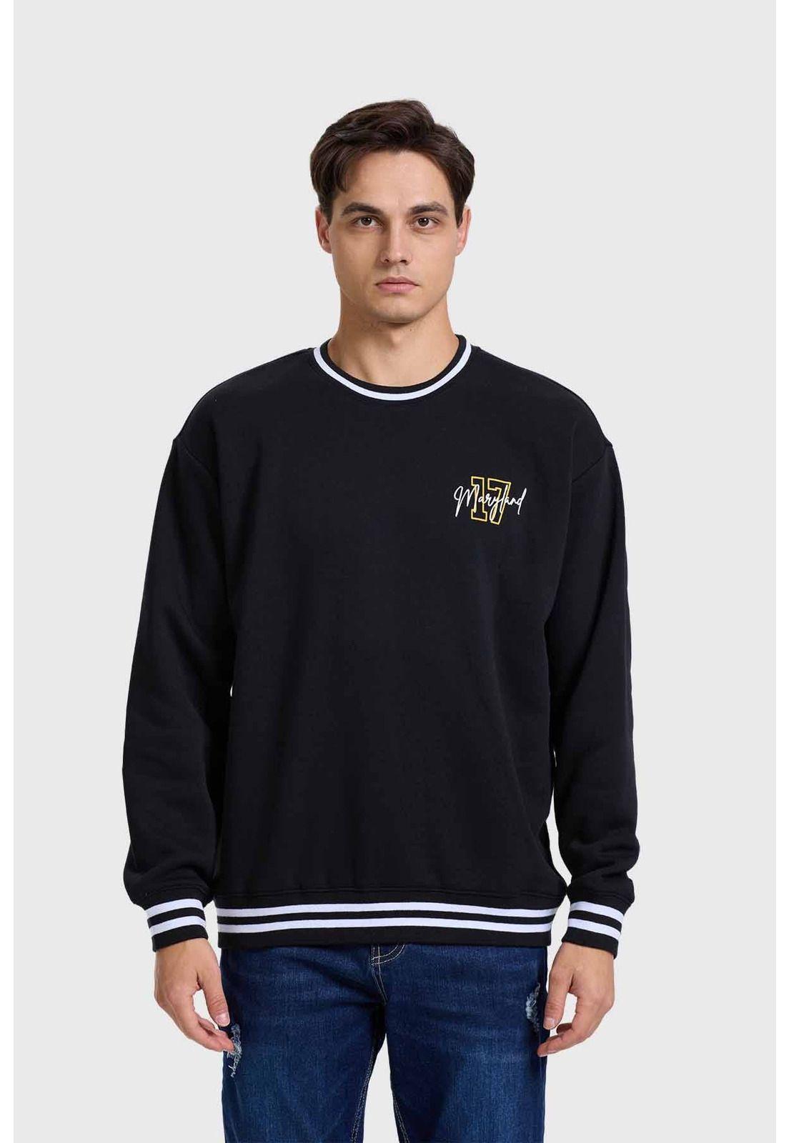 Polerón Hombre Print College Negro - lV-0