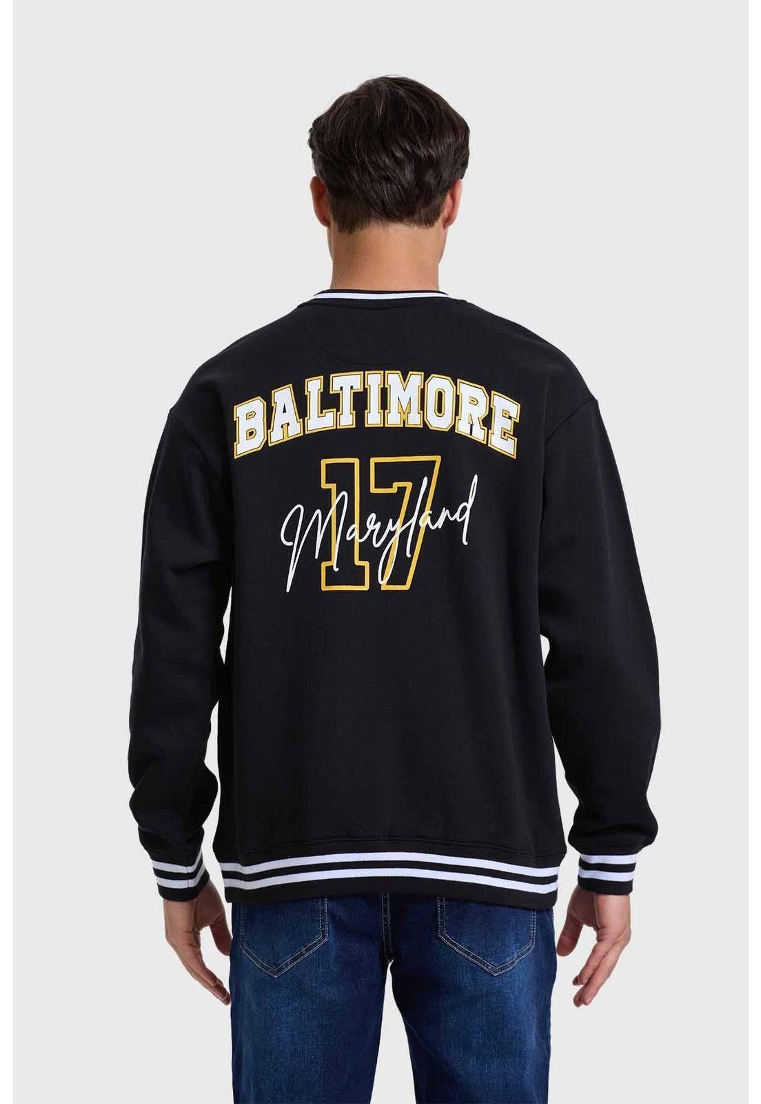 Polerón Hombre Print College Negro - lV-1