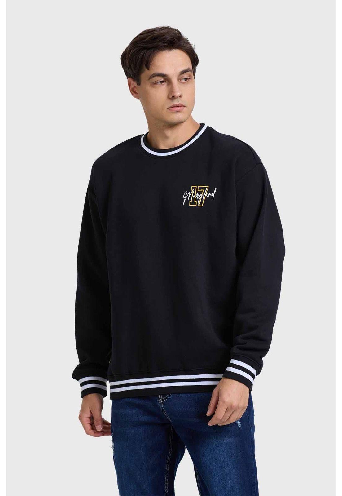 Polerón Hombre Print College Negro - lV-2