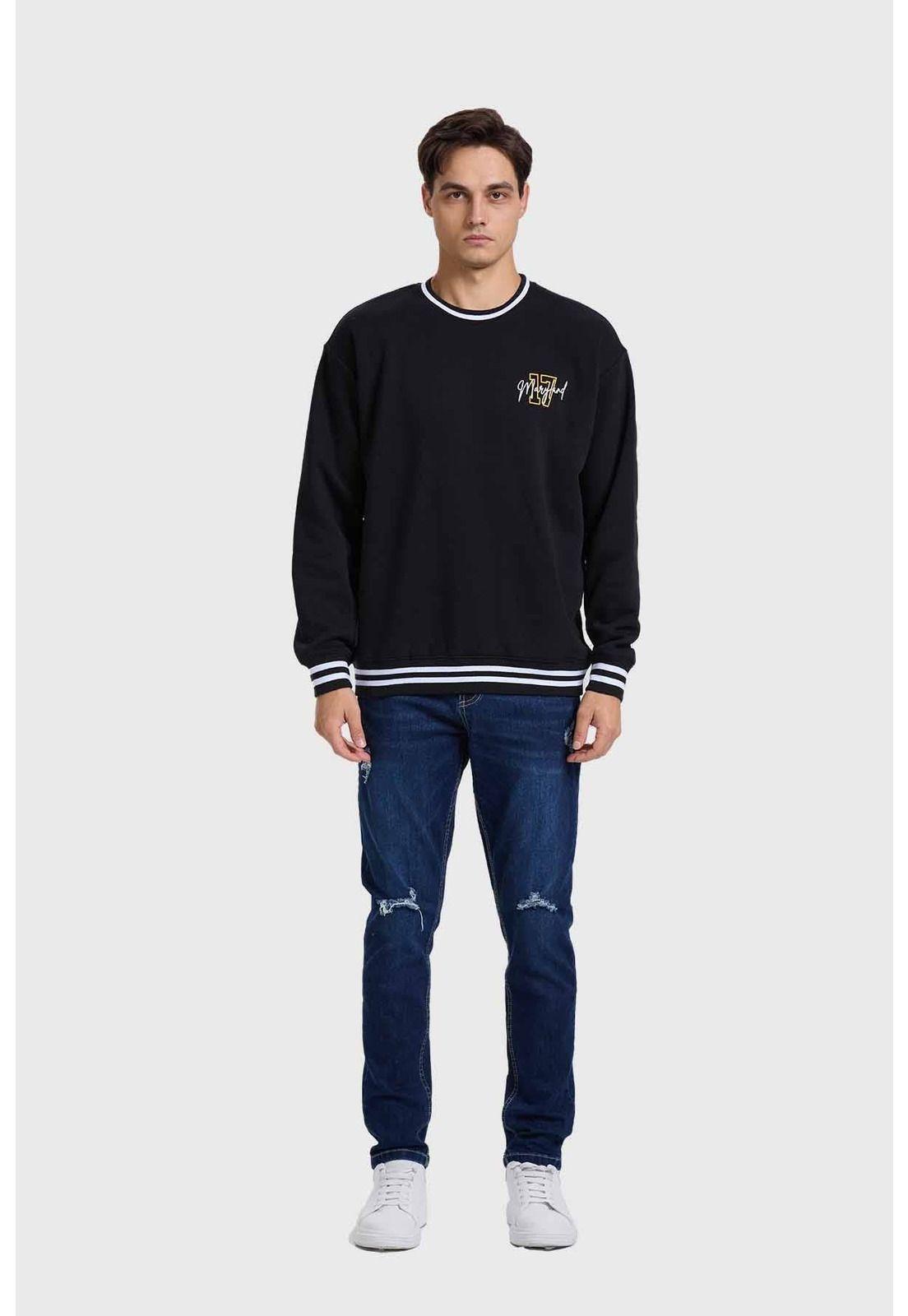 Polerón Hombre Print College Negro - lV-3