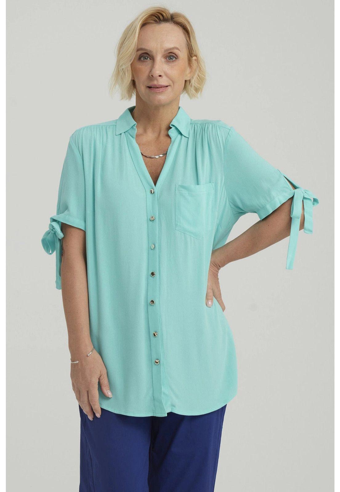 Blusa Mujer Amarra Turquesa-0