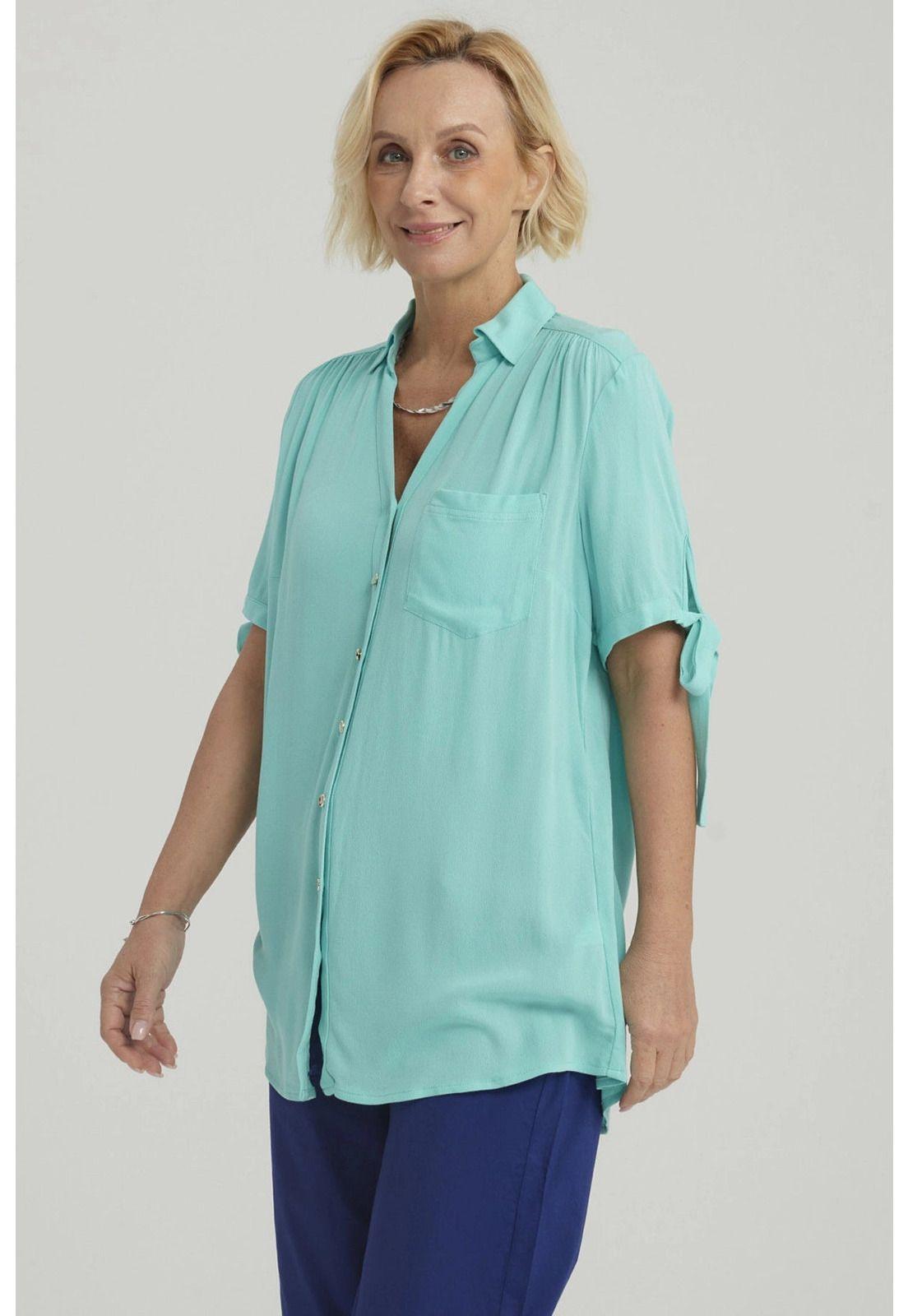 Blusa Mujer Amarra Turquesa-1