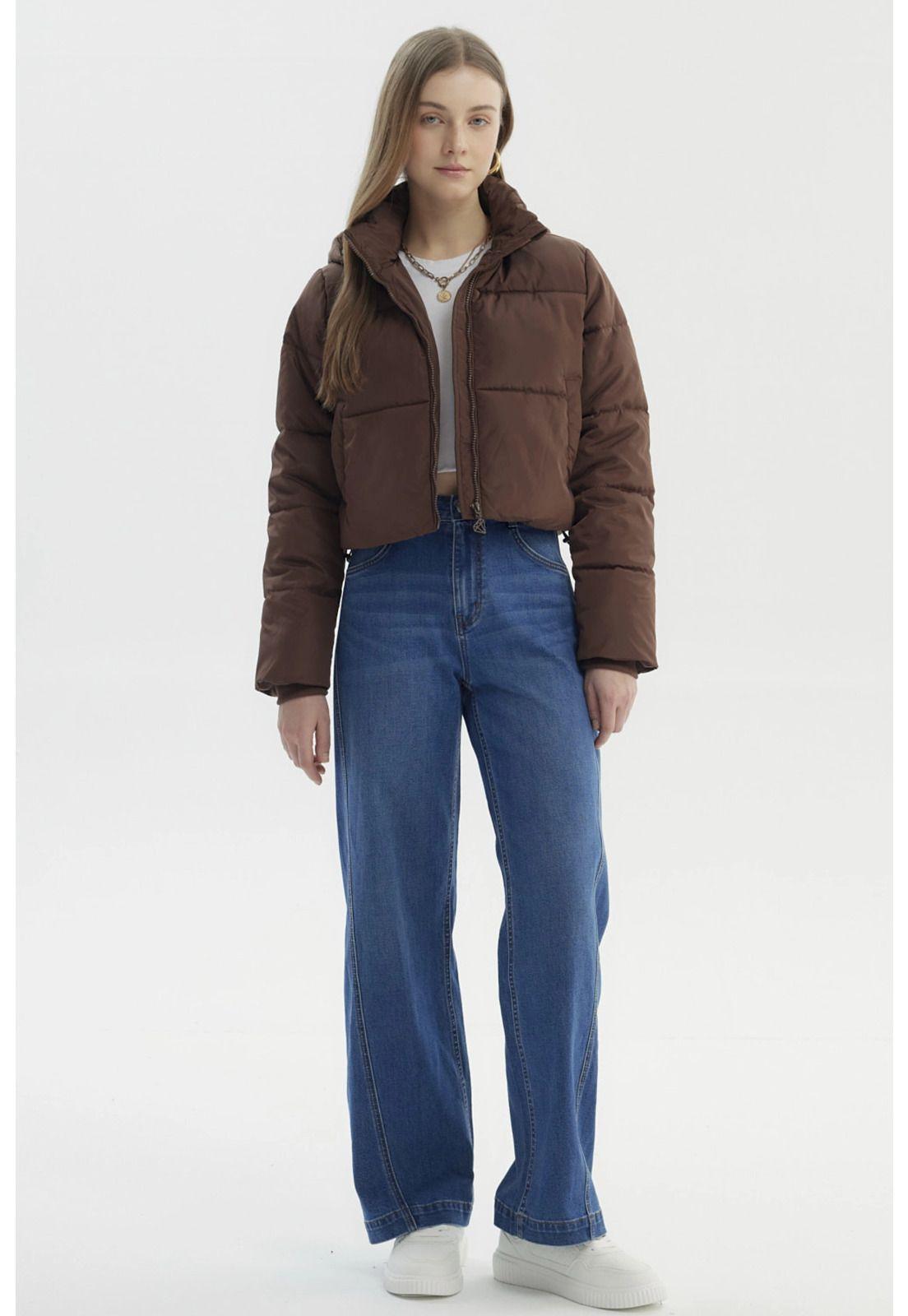 Parka Mujer Wide Acolchado Café-3