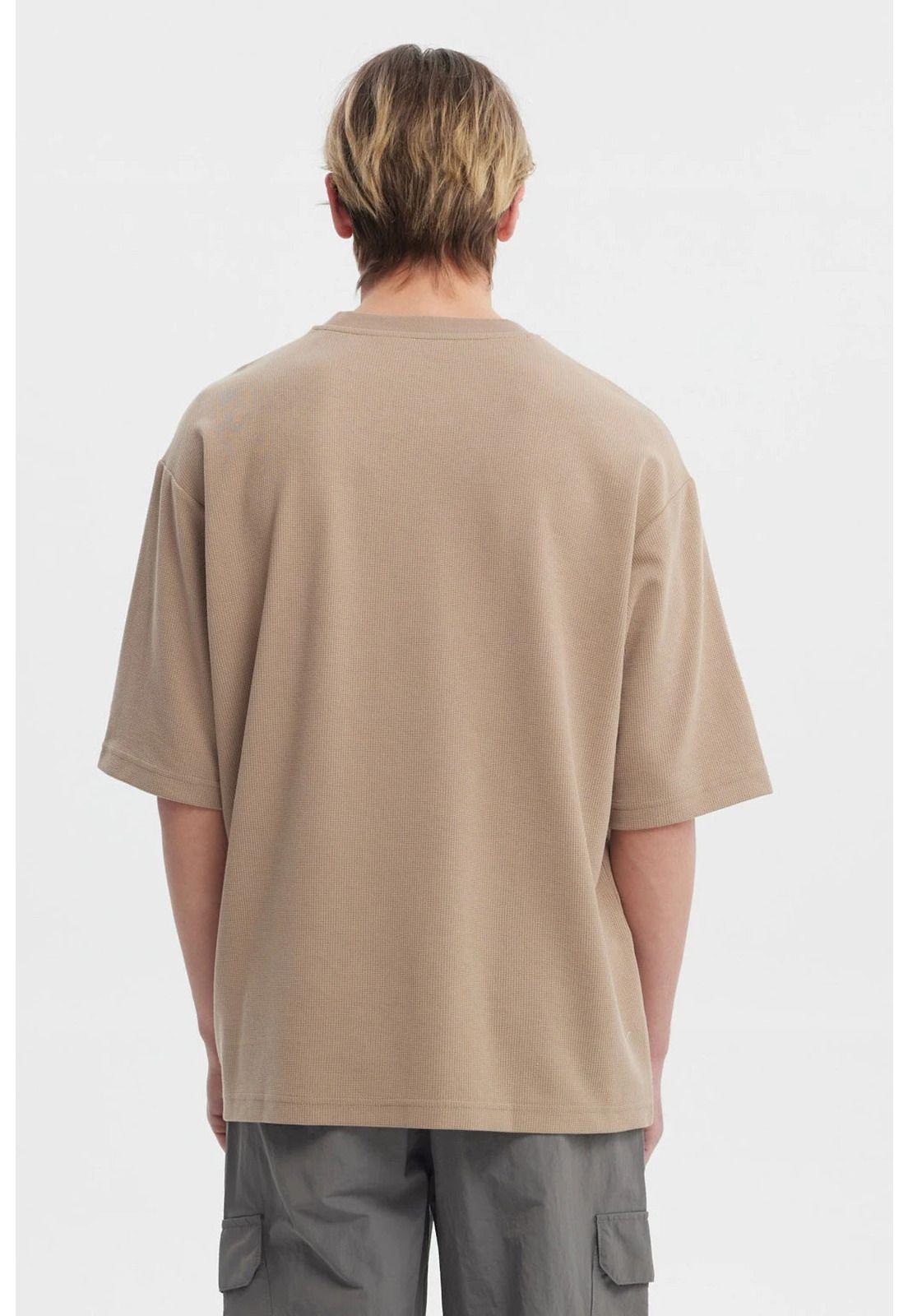 Polera Hombre Waffle Label Café-2