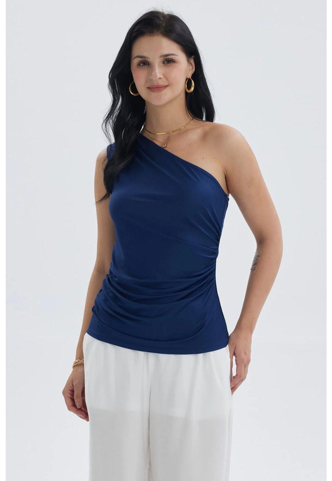 Polera Mujer Con Botones Azul Oscuro-0
