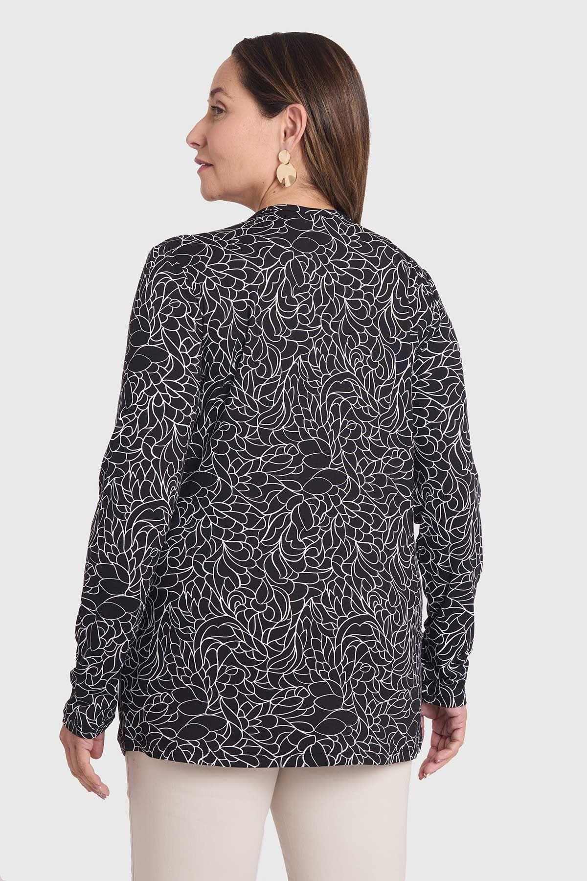 Polera Mujer Con Aplicación Escote Negro-2