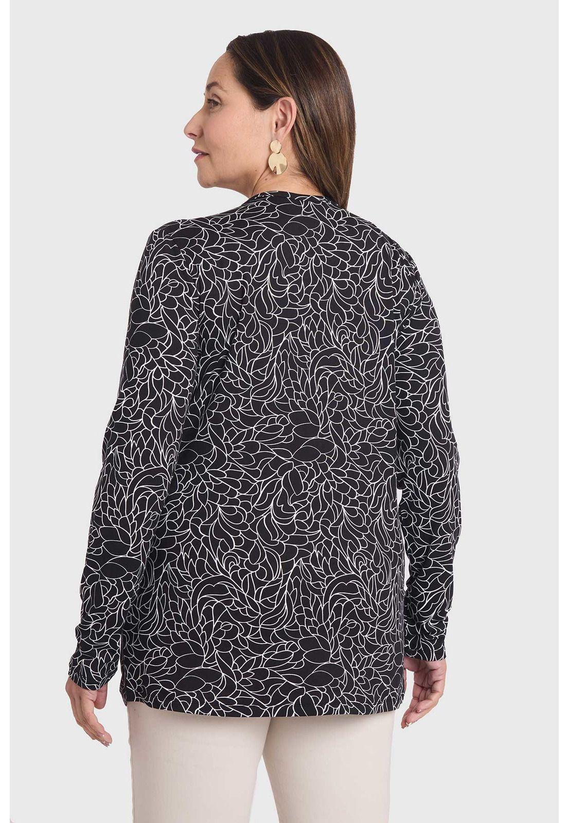 Polera Mujer Con Aplicación Escote Negro-2