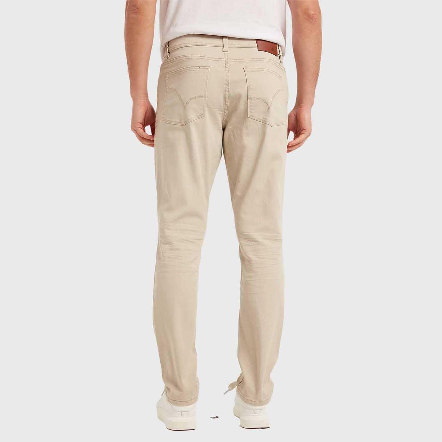 Jeans Hombre Slim Color Beige Claro-2