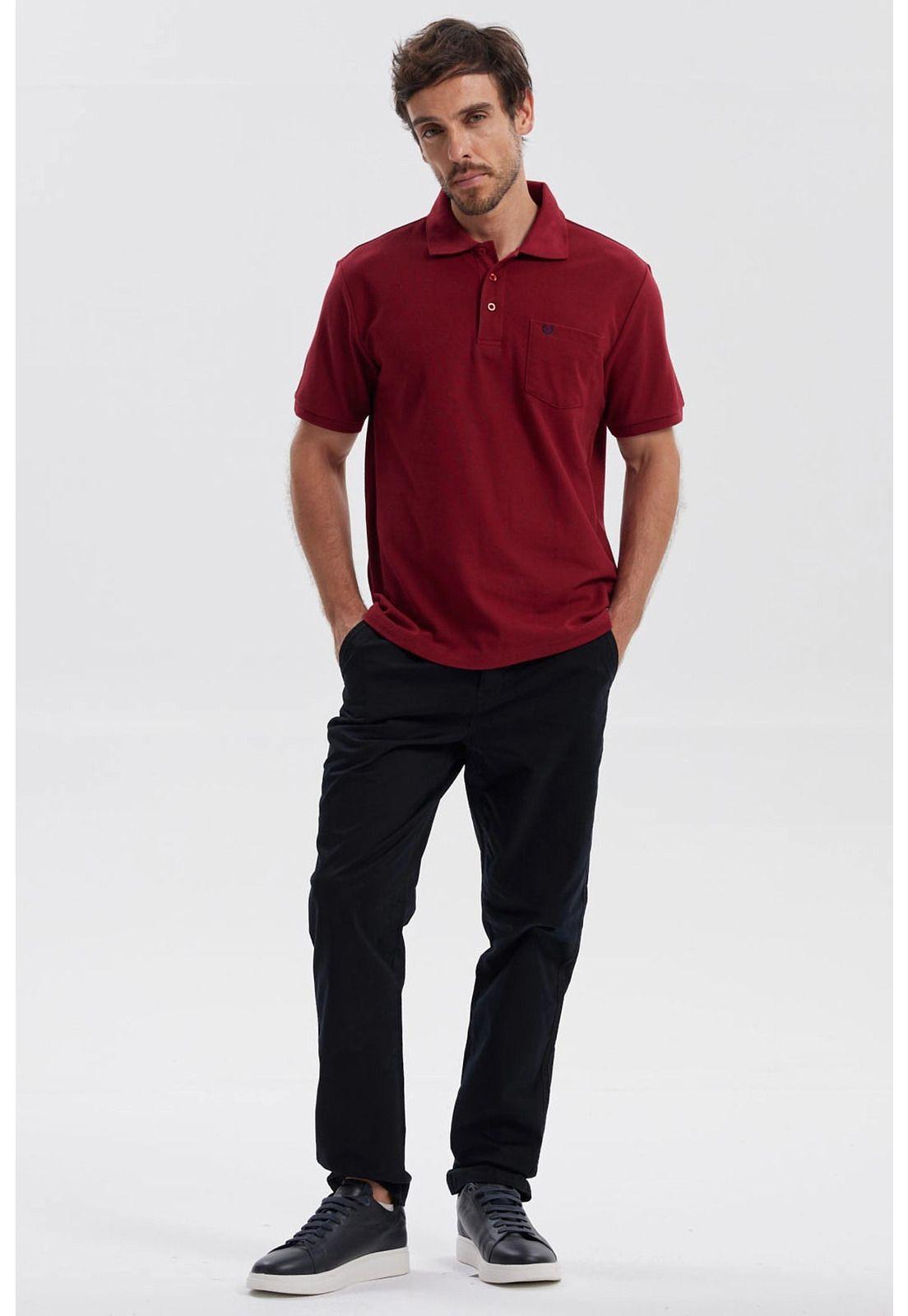 Polera Hombre Piqué Básica Lisa Burdeo - lll-3