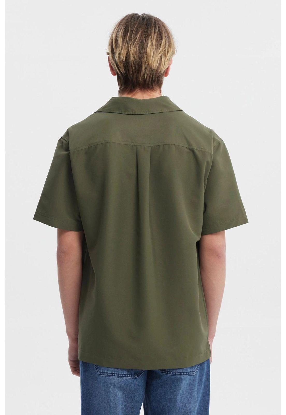 Camisa Hombre Doble Bolsillo Verde Militar-2
