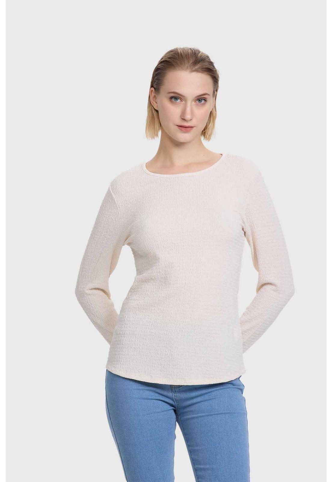 Polera Mujer Crep Textura Arena-0