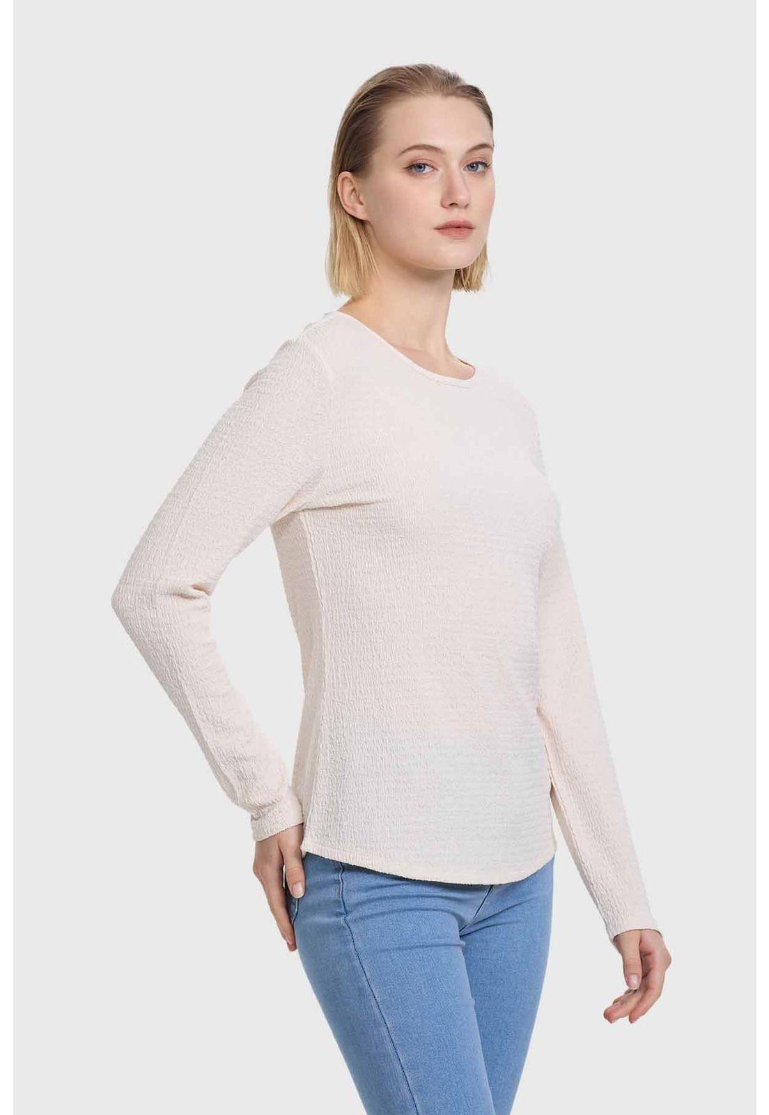 Polera Mujer Crep Textura Arena-1