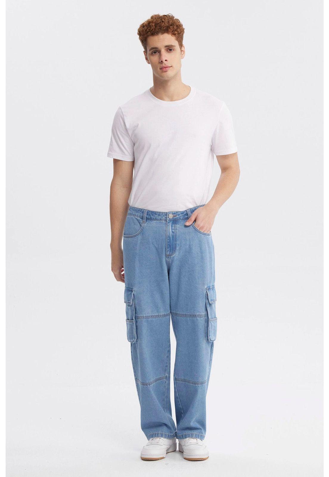 Jeans Hombre Baggy Azul Claro-3