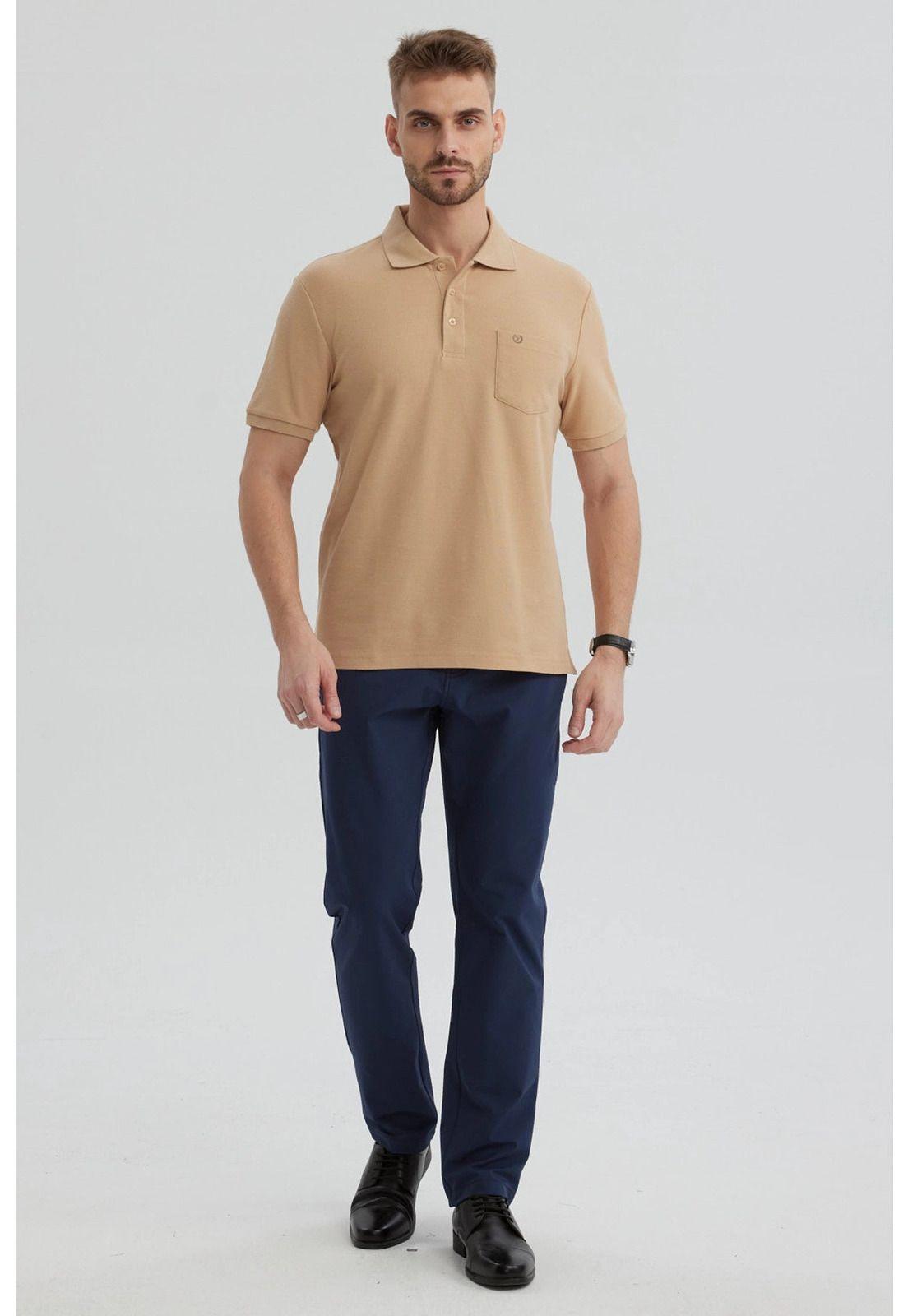 Polera Hombre Pique Básica Lisa Kaki- ll-3