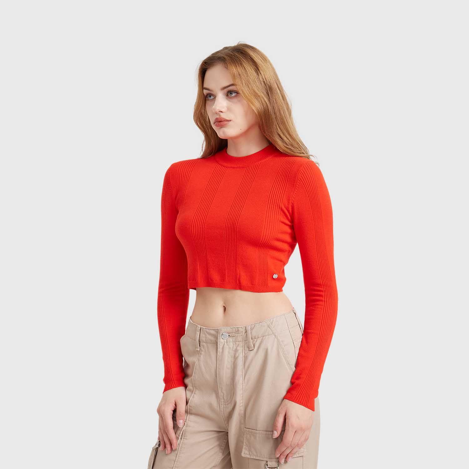 Sweater Mujer Crop Rojo Fashion's Park-1