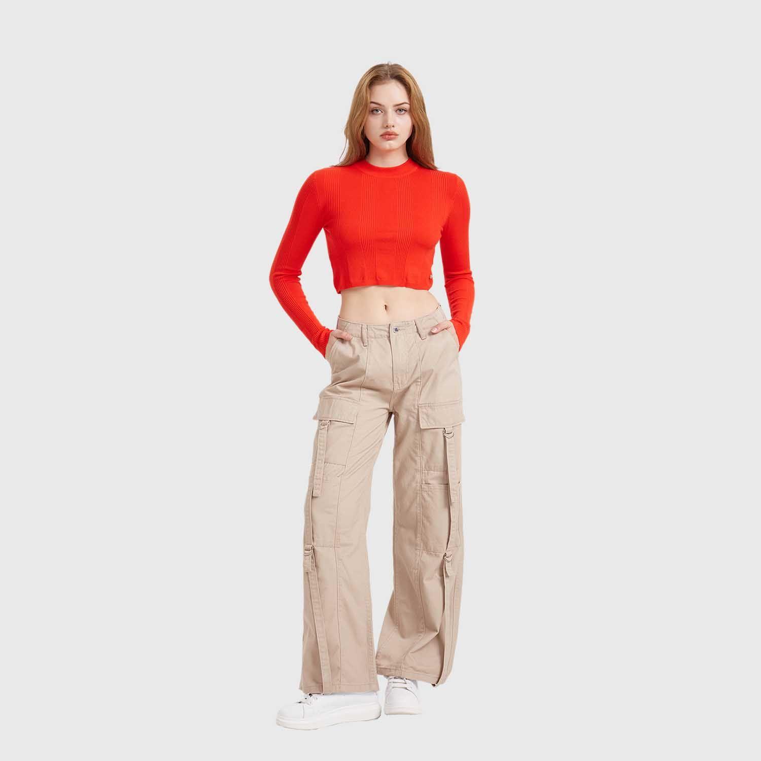 Sweater Mujer Crop Rojo Fashion's Park-3