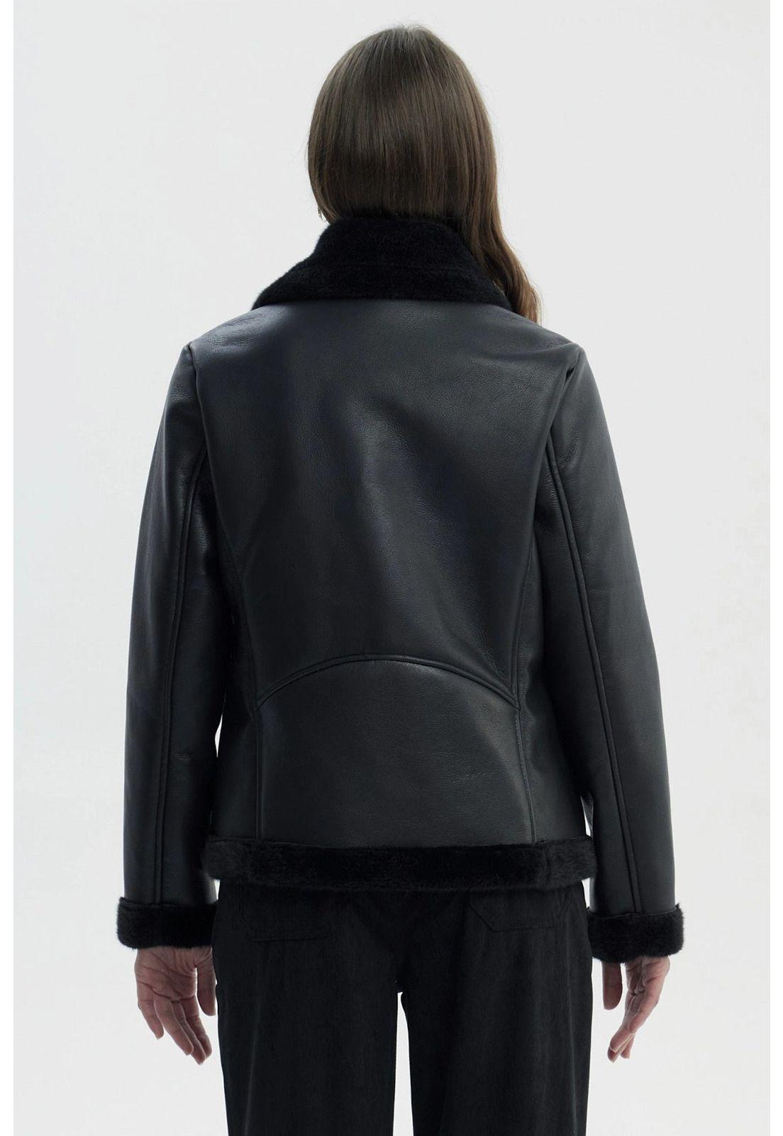 Chaqueta Mujer Cuello Camisero Negro - V-2