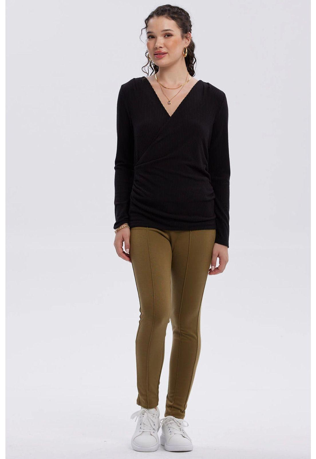 Calza Mujer Pretina Elasticada Verde Militar-3