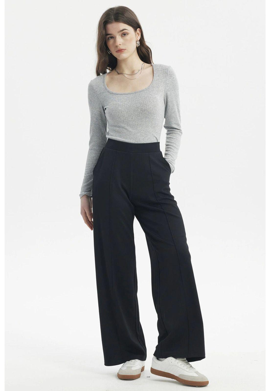 Pantalón Mujer Calce Recto Negro - ll-3