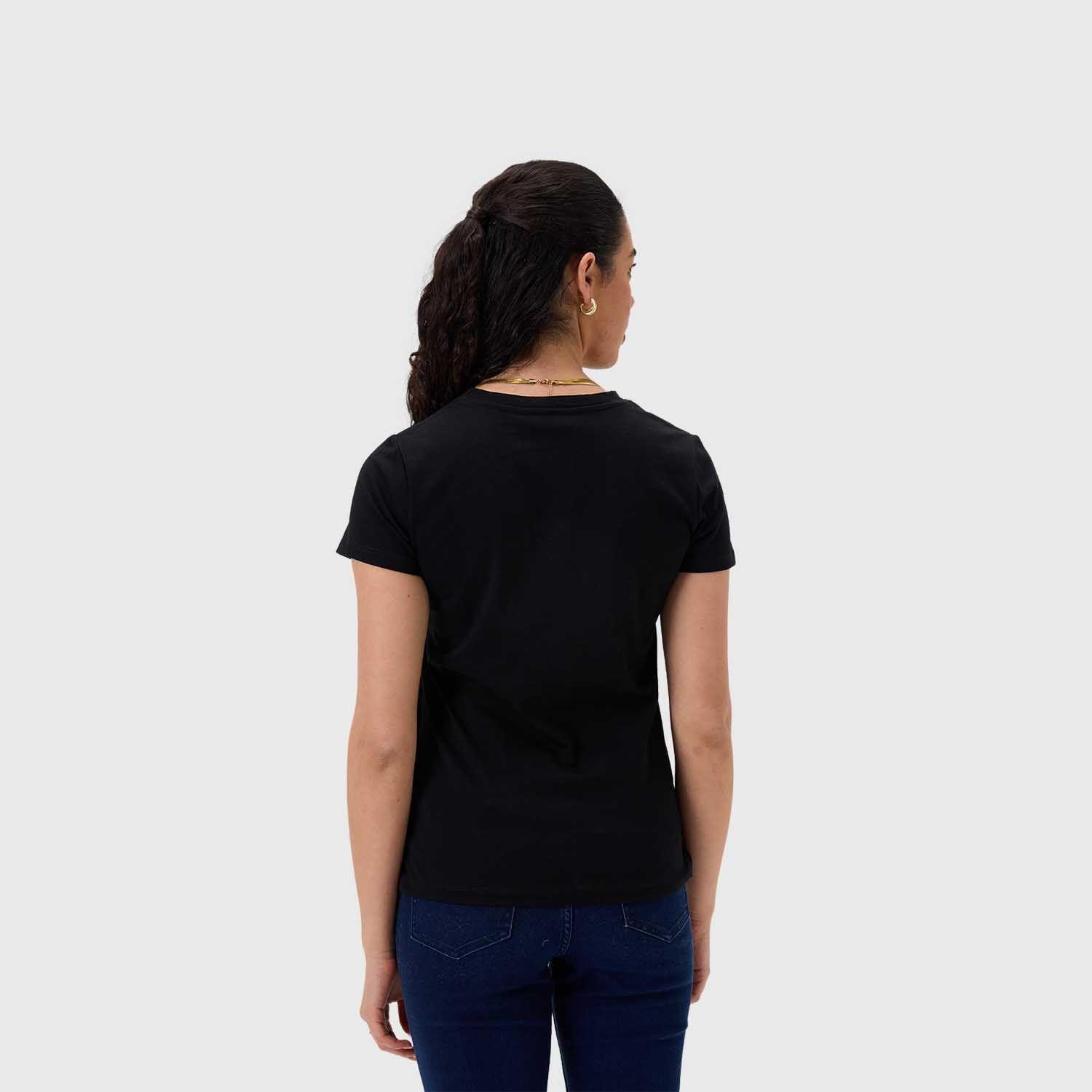 Polera Mujer Print Posicional Negro / Fucsia I Fsp-2