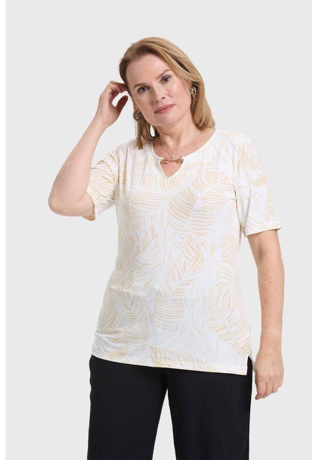 Polera Mujer Aplicación Print Beige-0