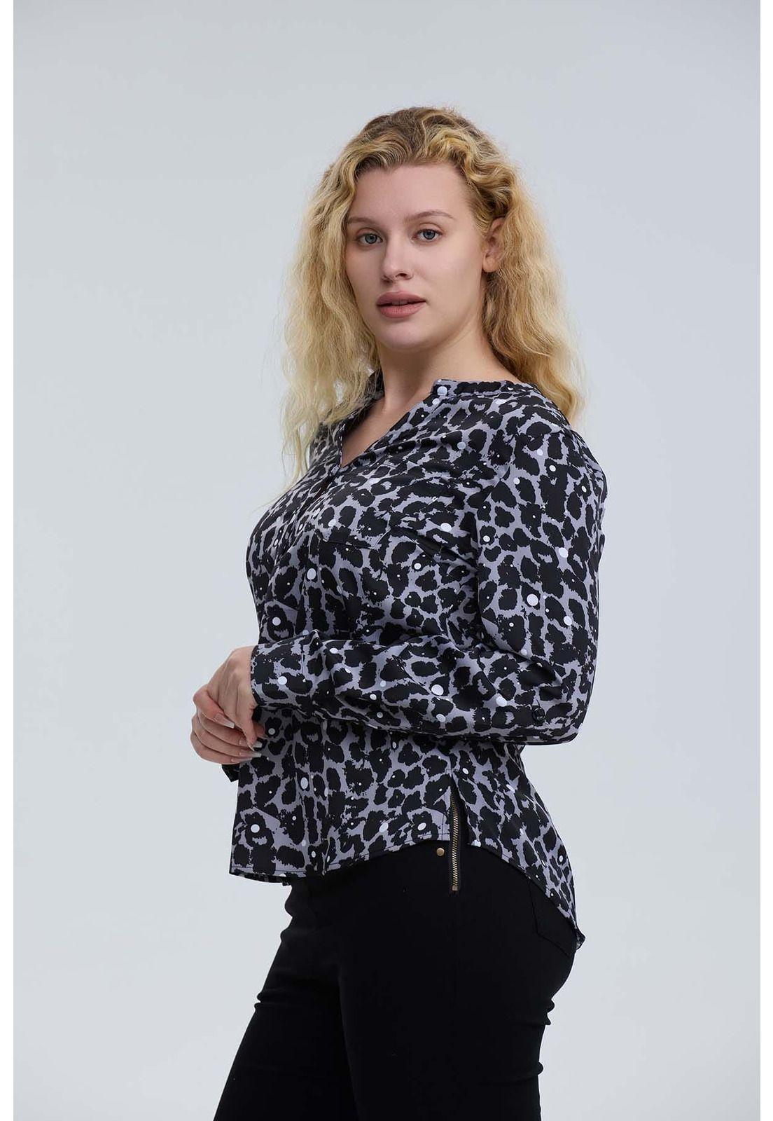 Blusa Mujer Satín Gris-1