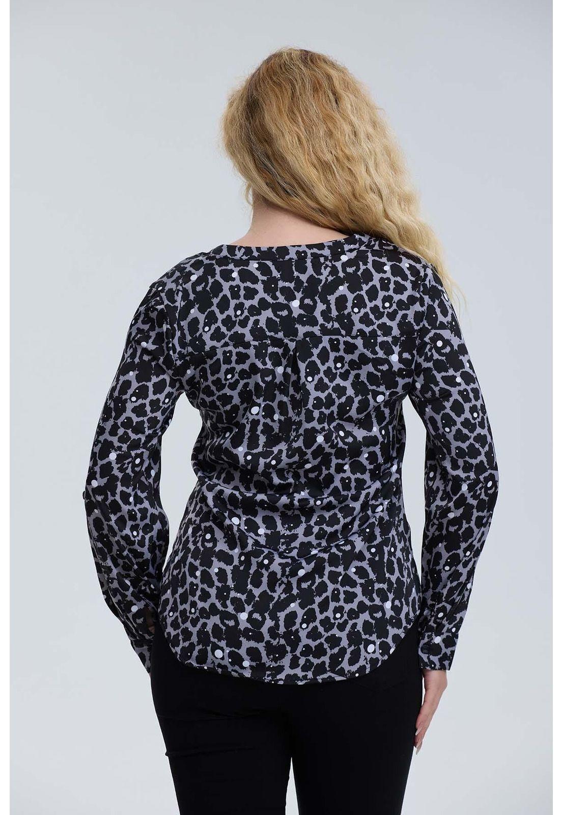 Blusa Mujer Satín Gris-2