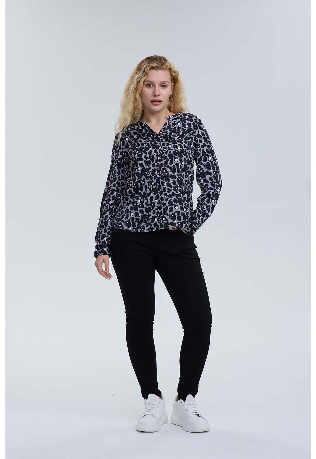 Blusa Mujer Satín Gris-3