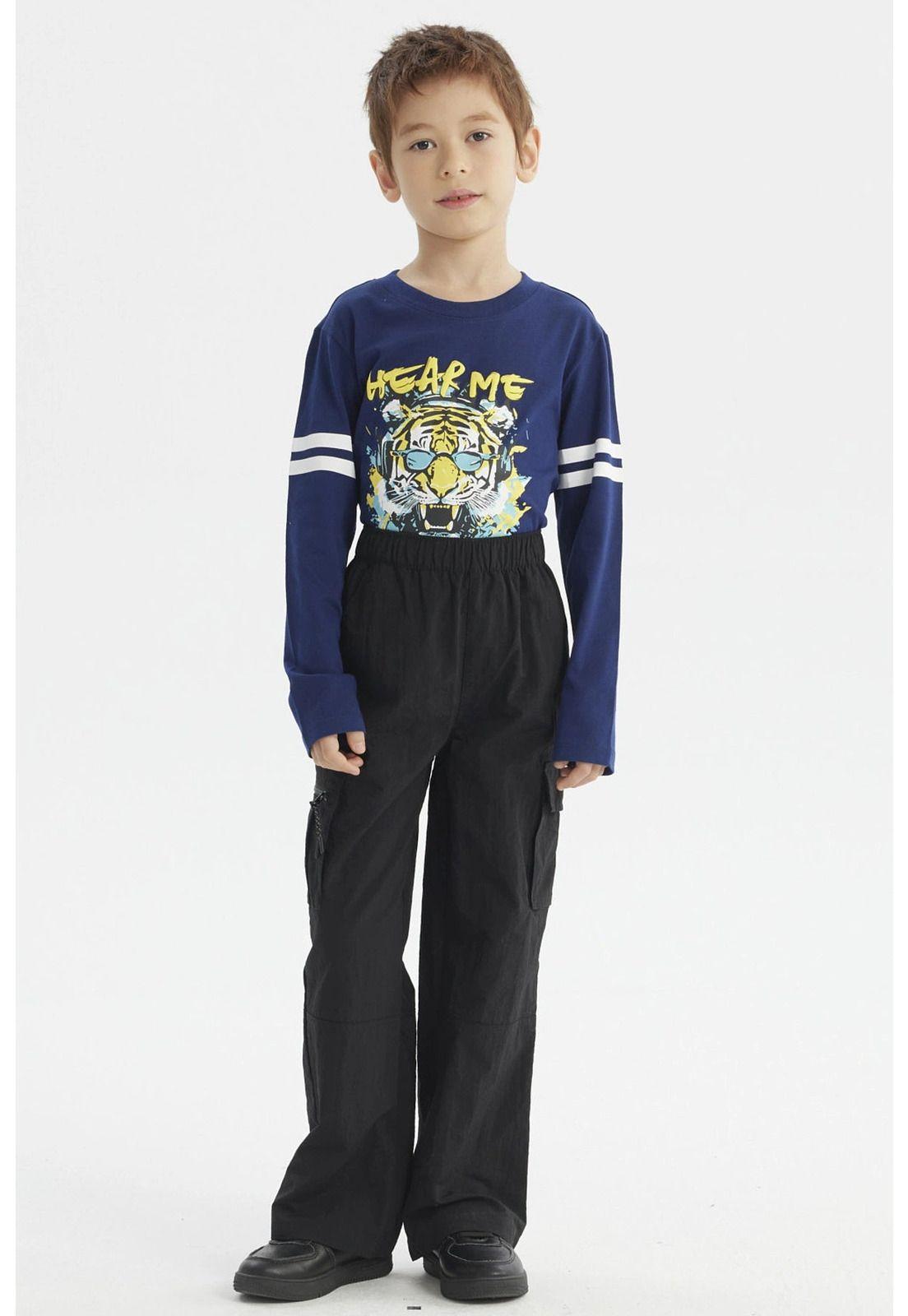 Pantalón Niño Calce Recto Taslan Negro-3