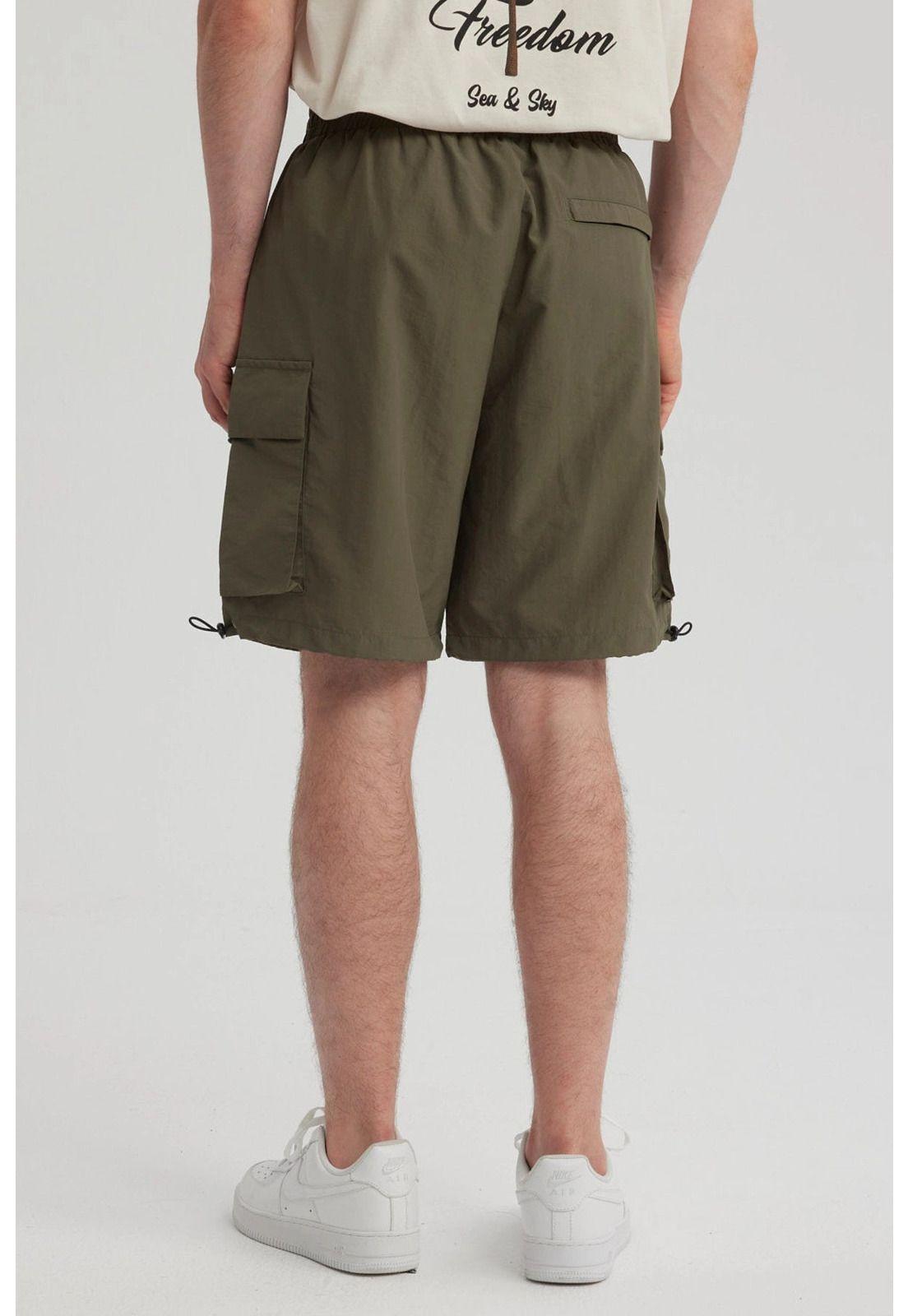 Bermuda Hombre Cargo Técnico Verde Militar-6