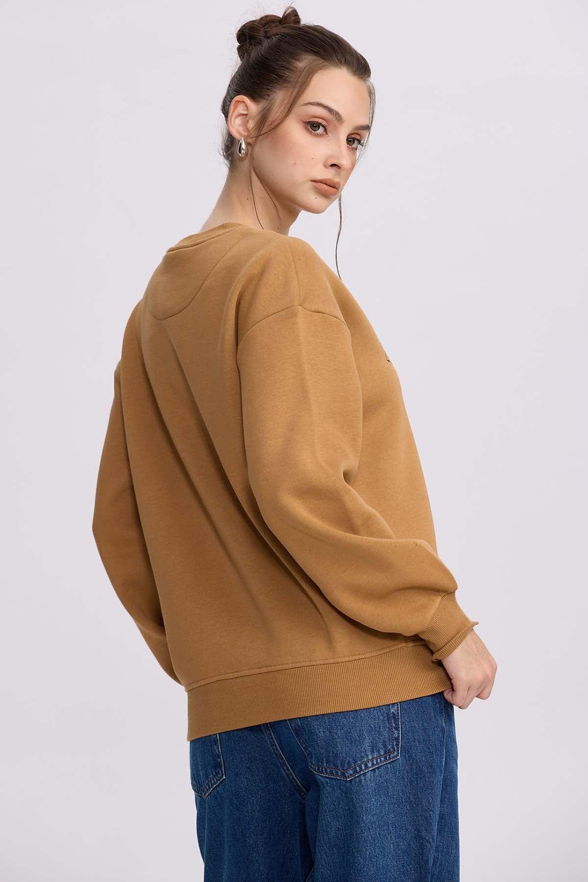 Polerón Mujer Print Camel-2