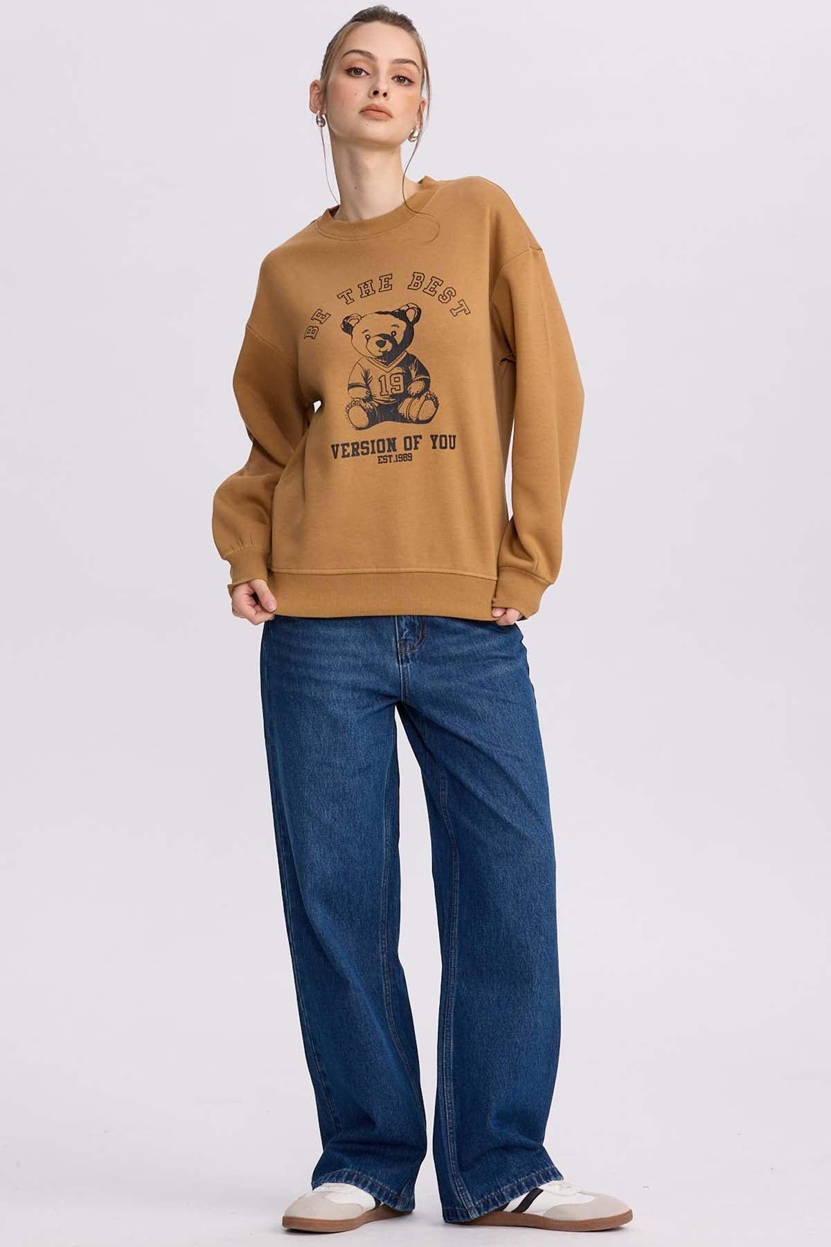 Polerón Mujer Print Camel-3