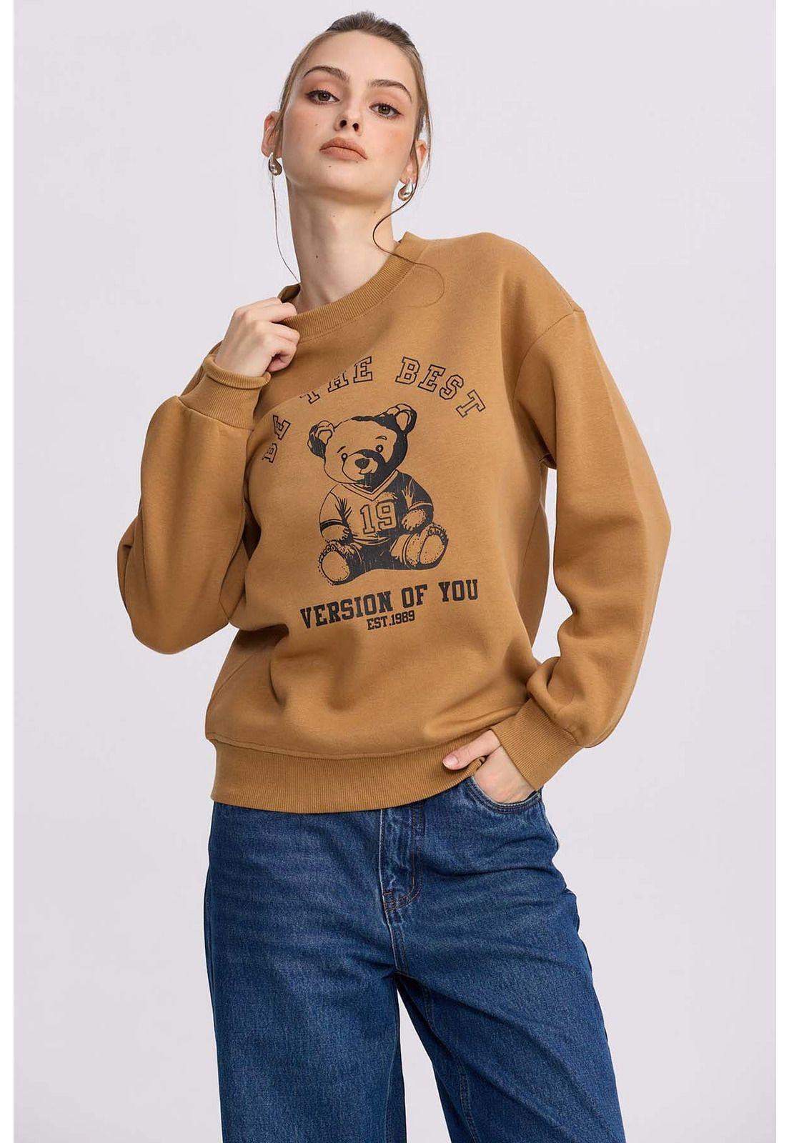 Polerón Mujer Print Camel-0