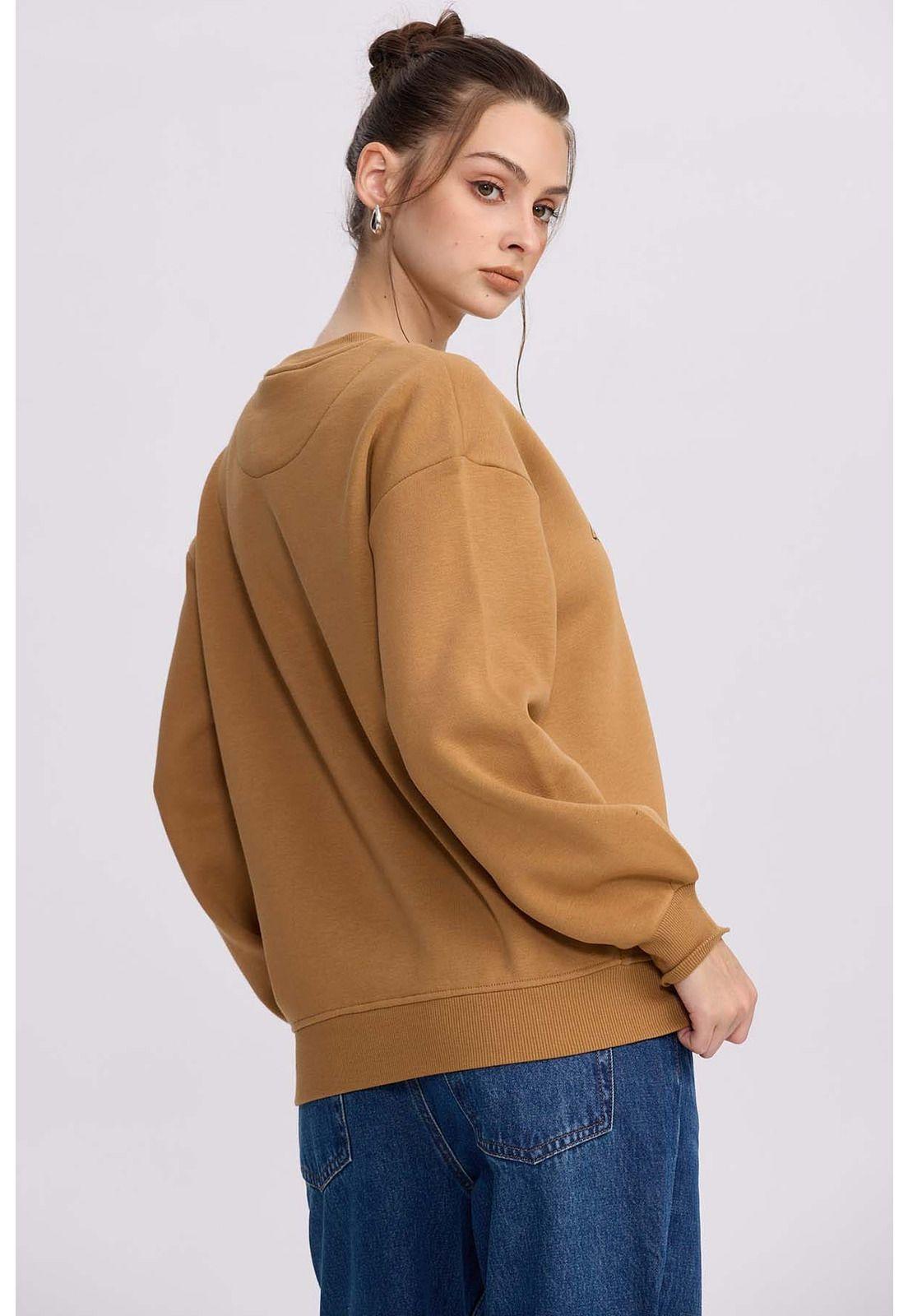 Polerón Mujer Print Camel-2