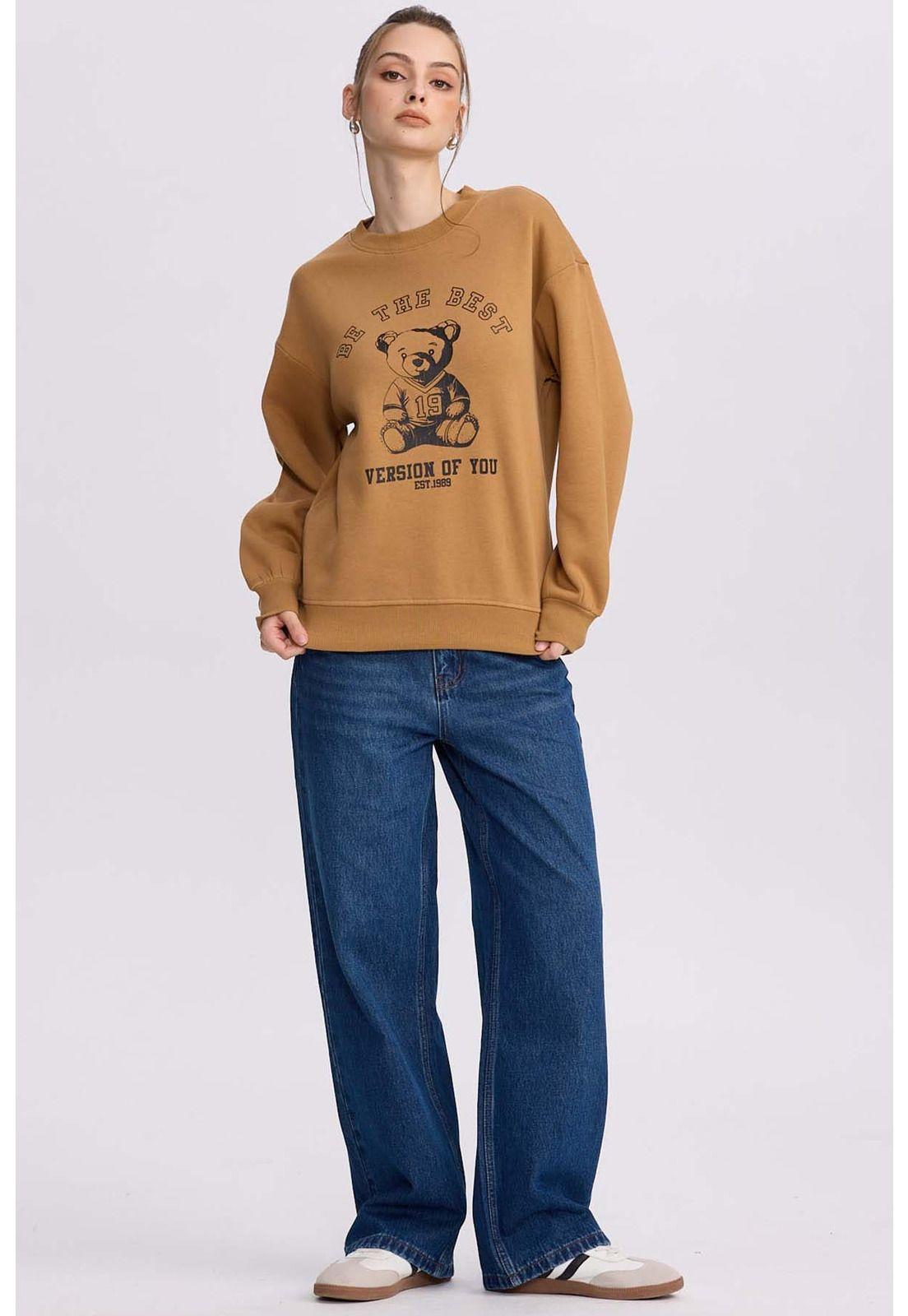 Polerón Mujer Print Camel-3