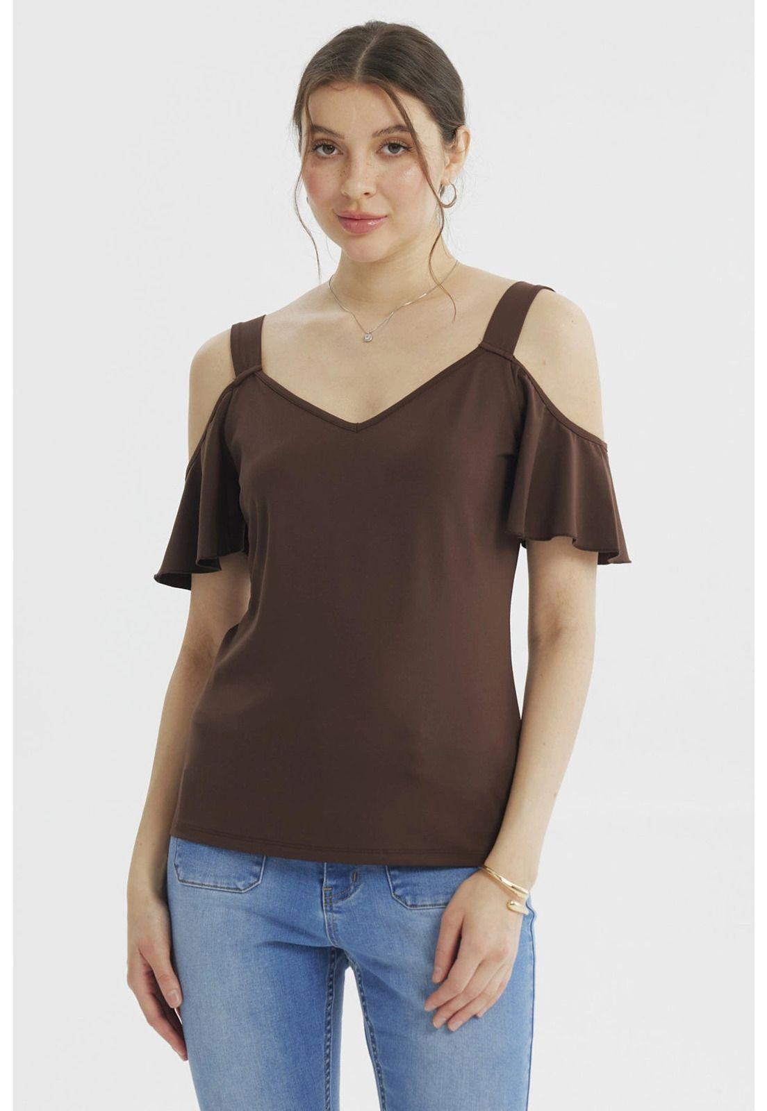 Polera Mujer Ajustado Chocolate-0