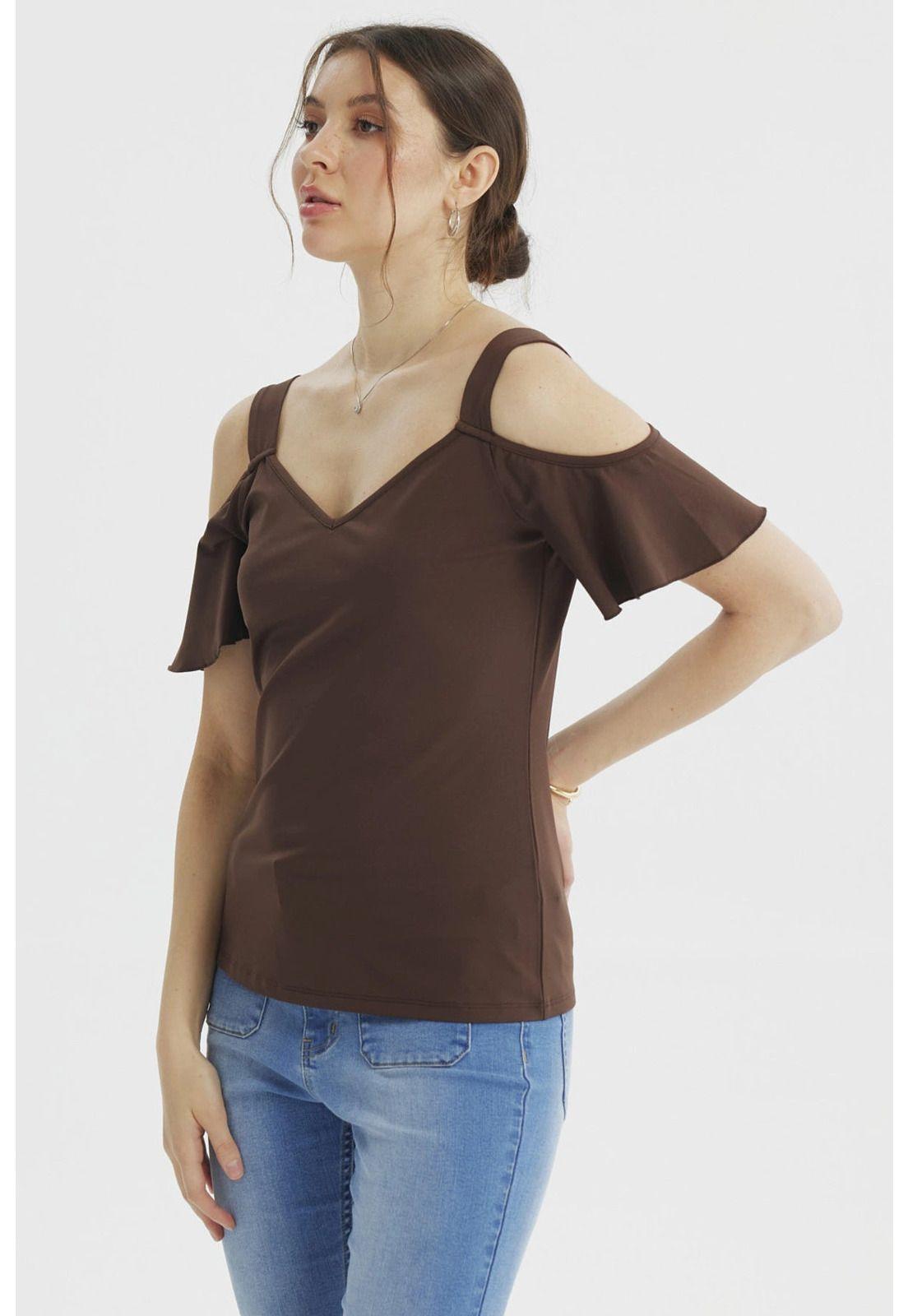 Polera Mujer Ajustado Chocolate-1
