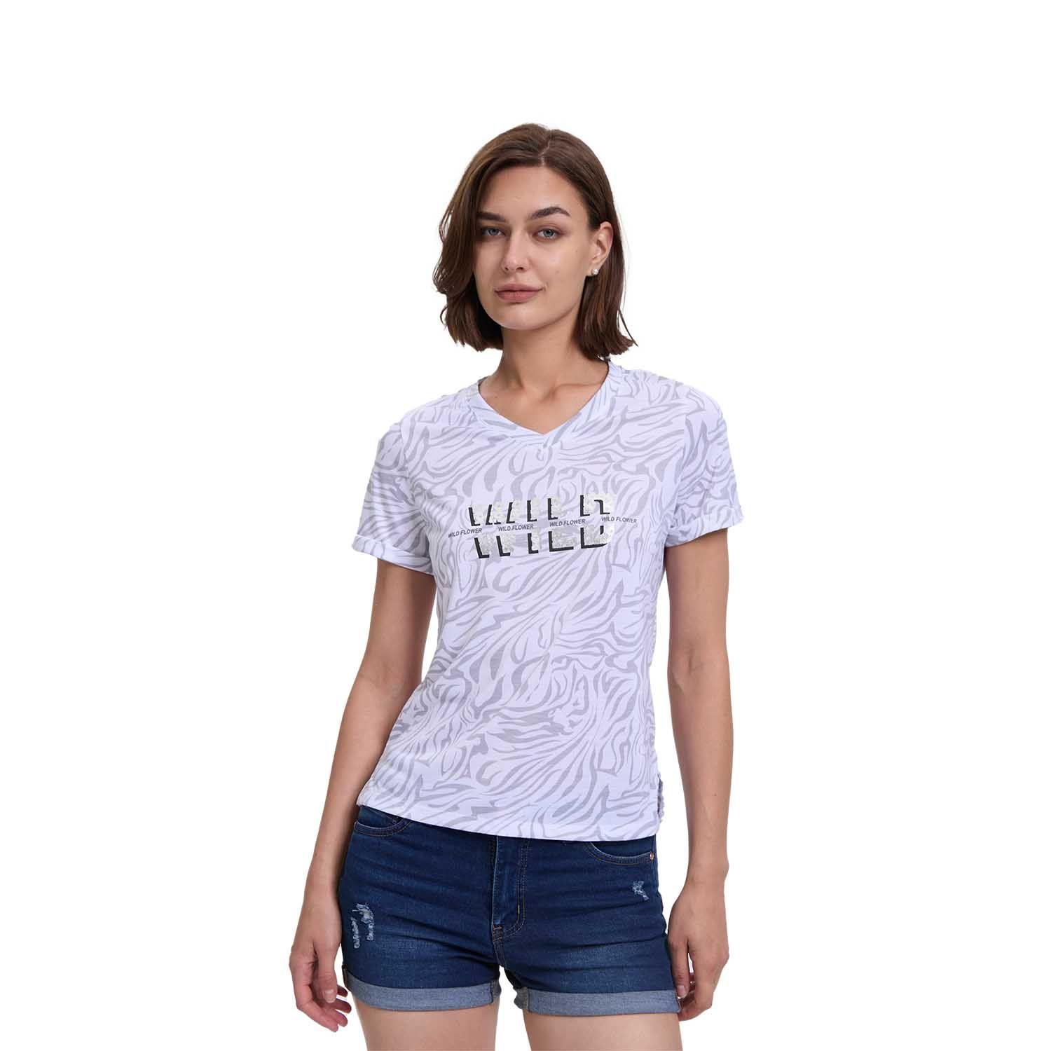 Polera Mujer Print Blanco I Fashion's Park-0