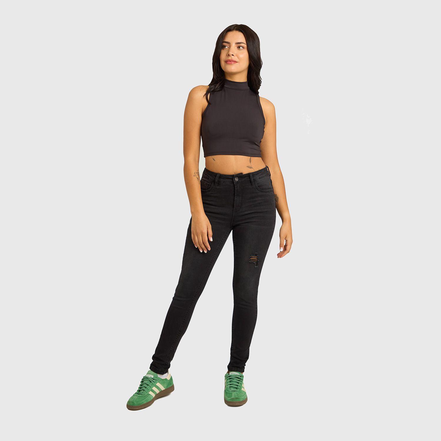 Jeans Mujer Super Skinny Lia Lavado Negro Fashion's Park-3
