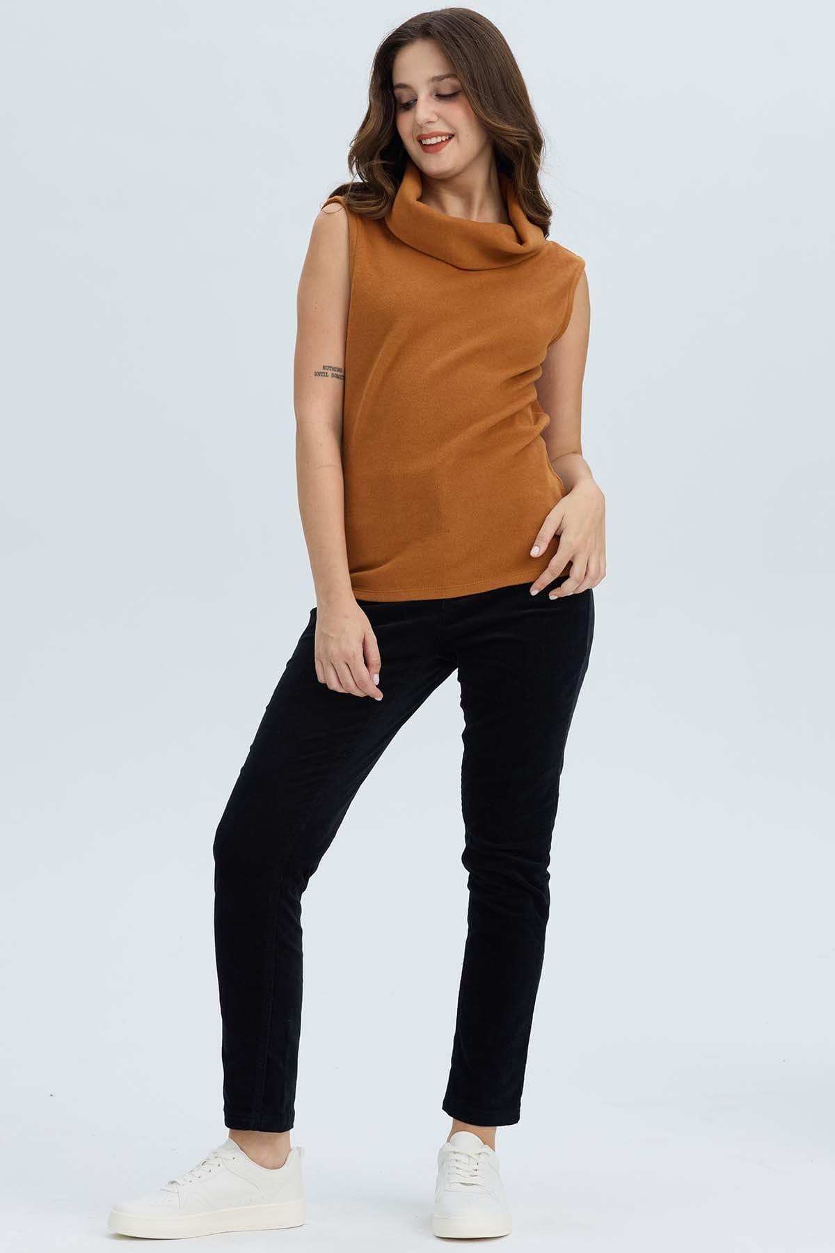 Sweater Mujer Drap Camel Oscuro-3